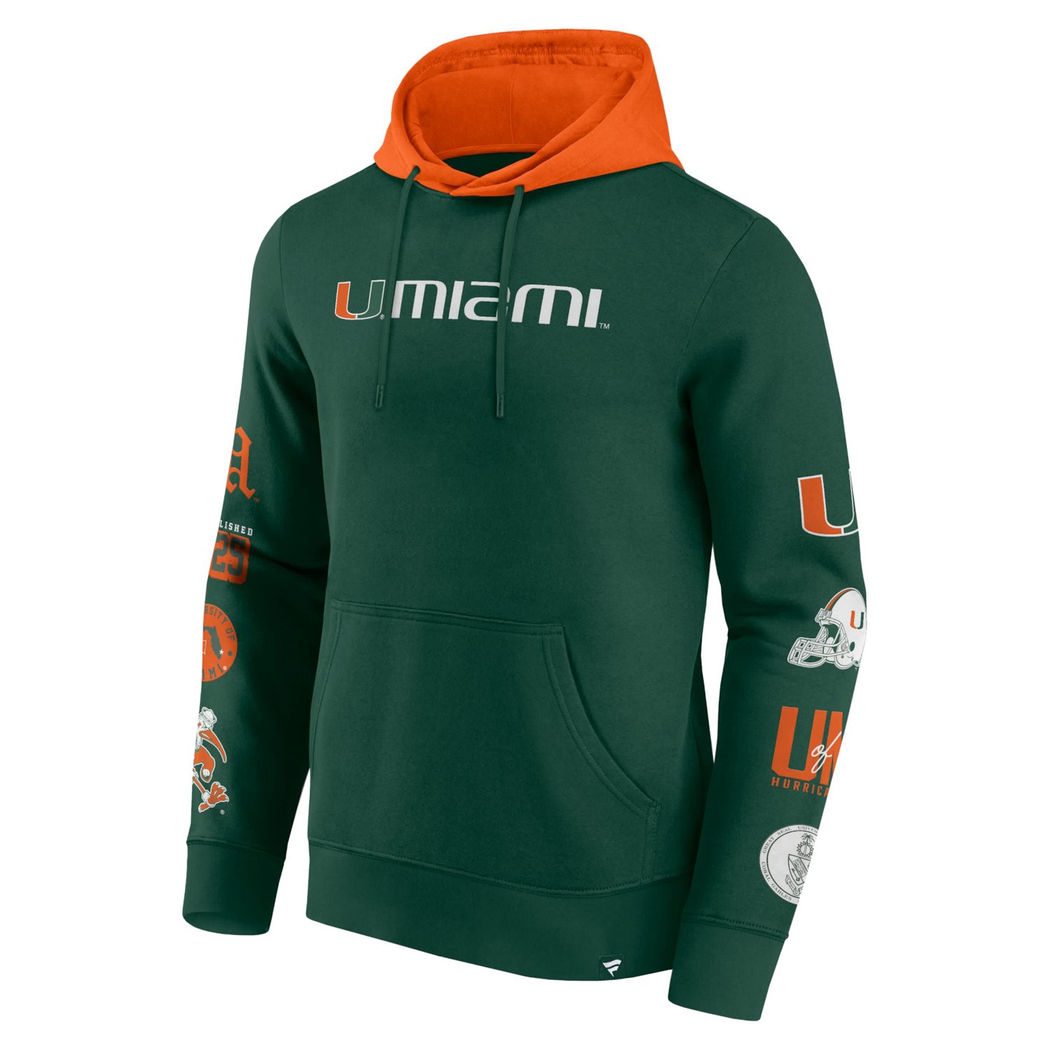 Fanatics Orange Miami Hurricanes Color Block Badge Fleece Pullover Hoodie - view number 2