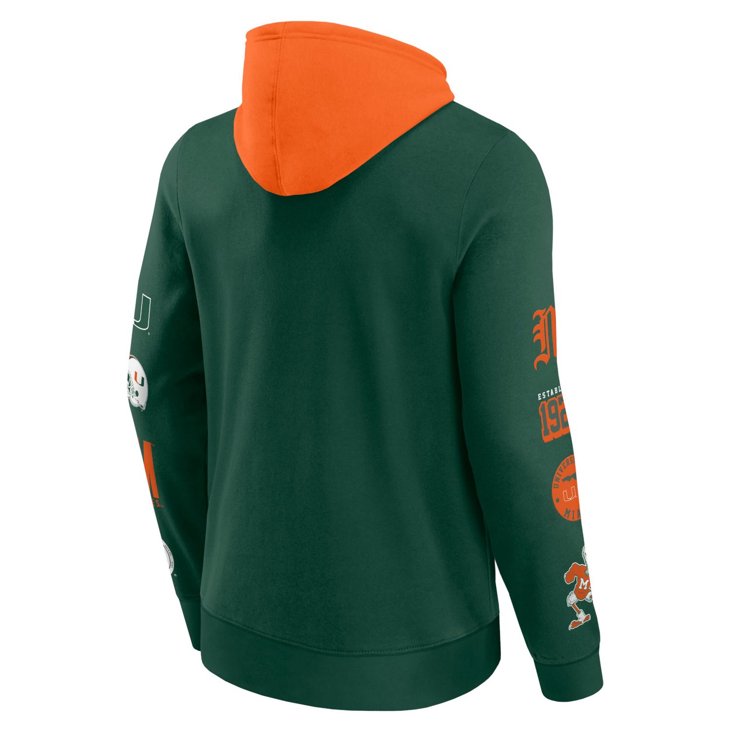Fanatics Orange Miami Hurricanes Color Block Badge Fleece Pullover Hoodie - view number 3