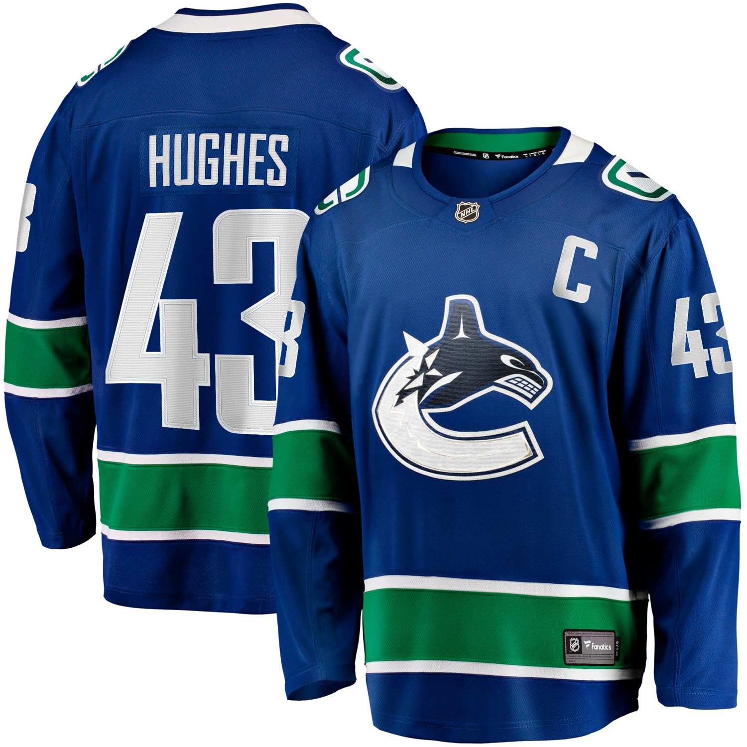 Fanatics Quinn Hughes Vancouver Canucks Home Breakaway Jersey                                                                    - view number 1
