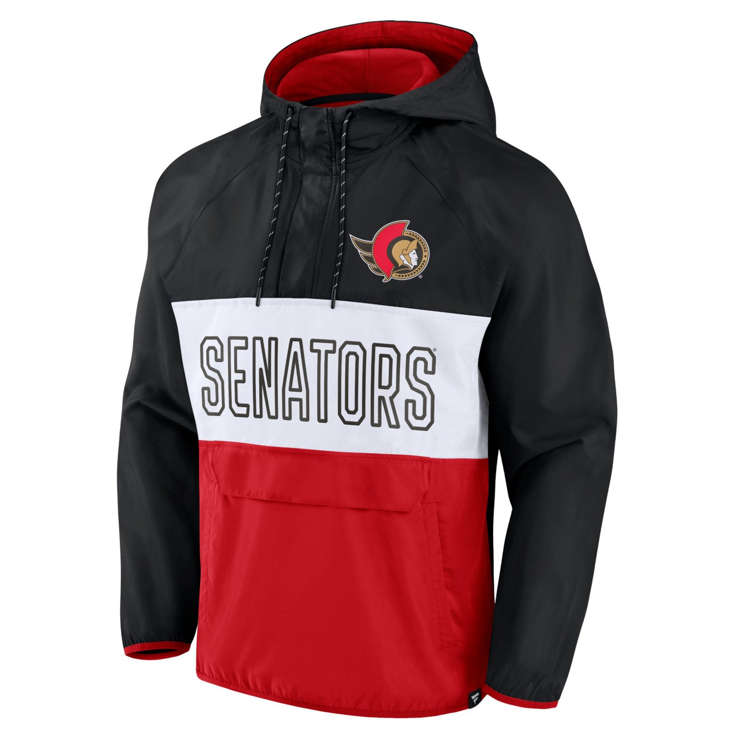 Fanatics Red Ottawa Senators Backhand Shooter Defender Anorak Raglan Hoodie Quarter-Zip Jacket - view number 2