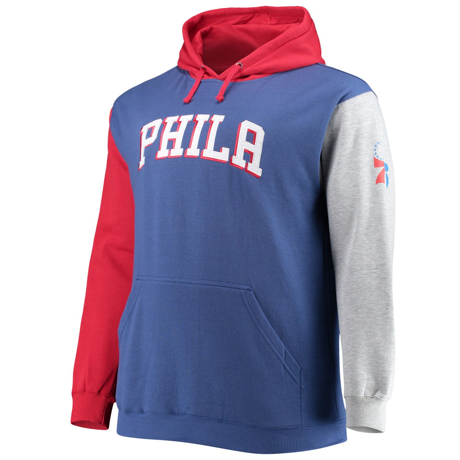 Fanatics /Red Philadelphia 76ers Big  Tall Double Contrast Pullover Hoodie
