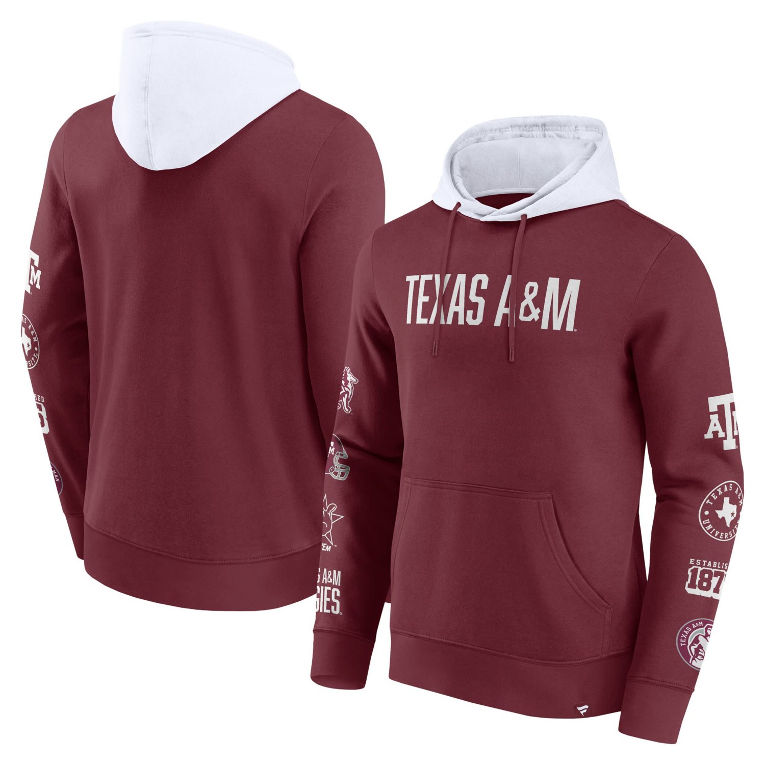 Fanatics Texas AM Aggies Color Block Badge Fleece Pullover Hoodie - view number 1