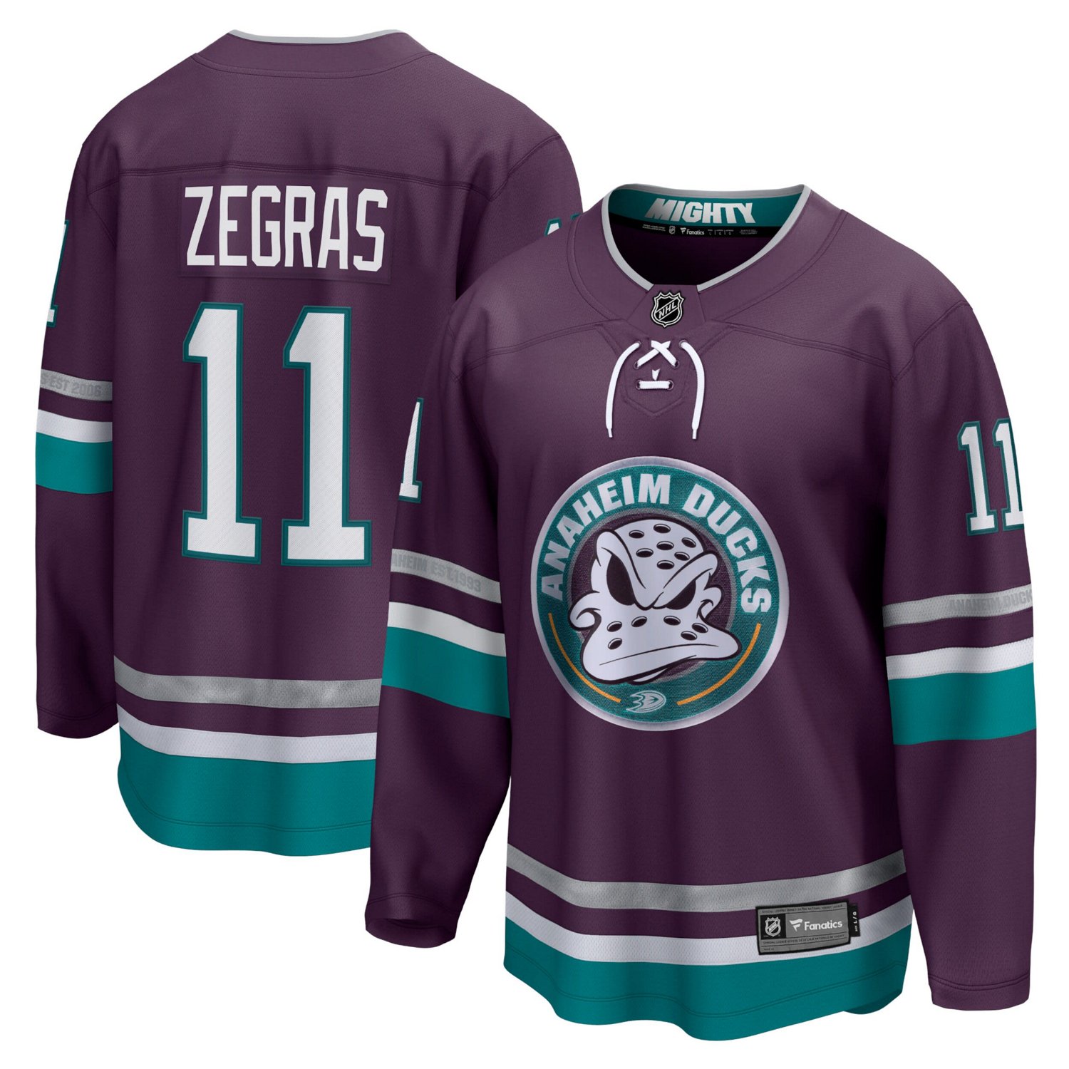 Fanatics Trevor Zegras Anaheim Ducks 30th Anniversary Premier Breakaway Jersey                                                   - view number 1
