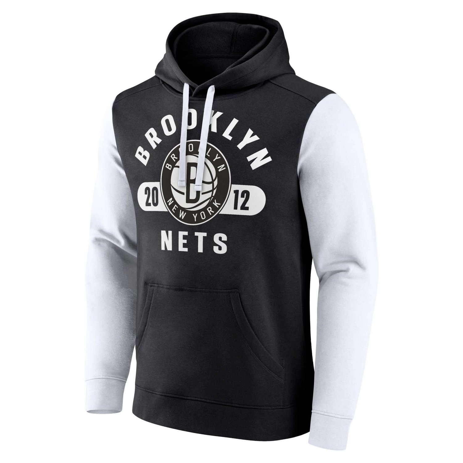 Fanatics White Brooklyn Nets Attack Colorblock Pullover Hoodie - view number 2