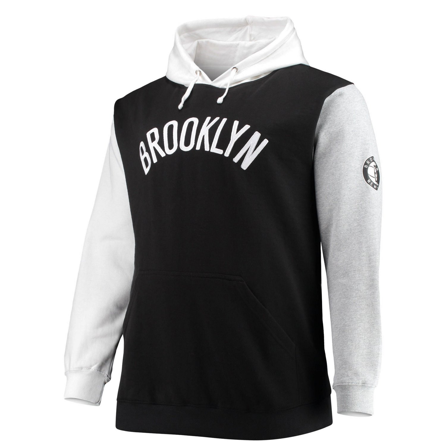 Fanatics /White Brooklyn Nets Big  Tall Double Contrast Pullover Hoodie