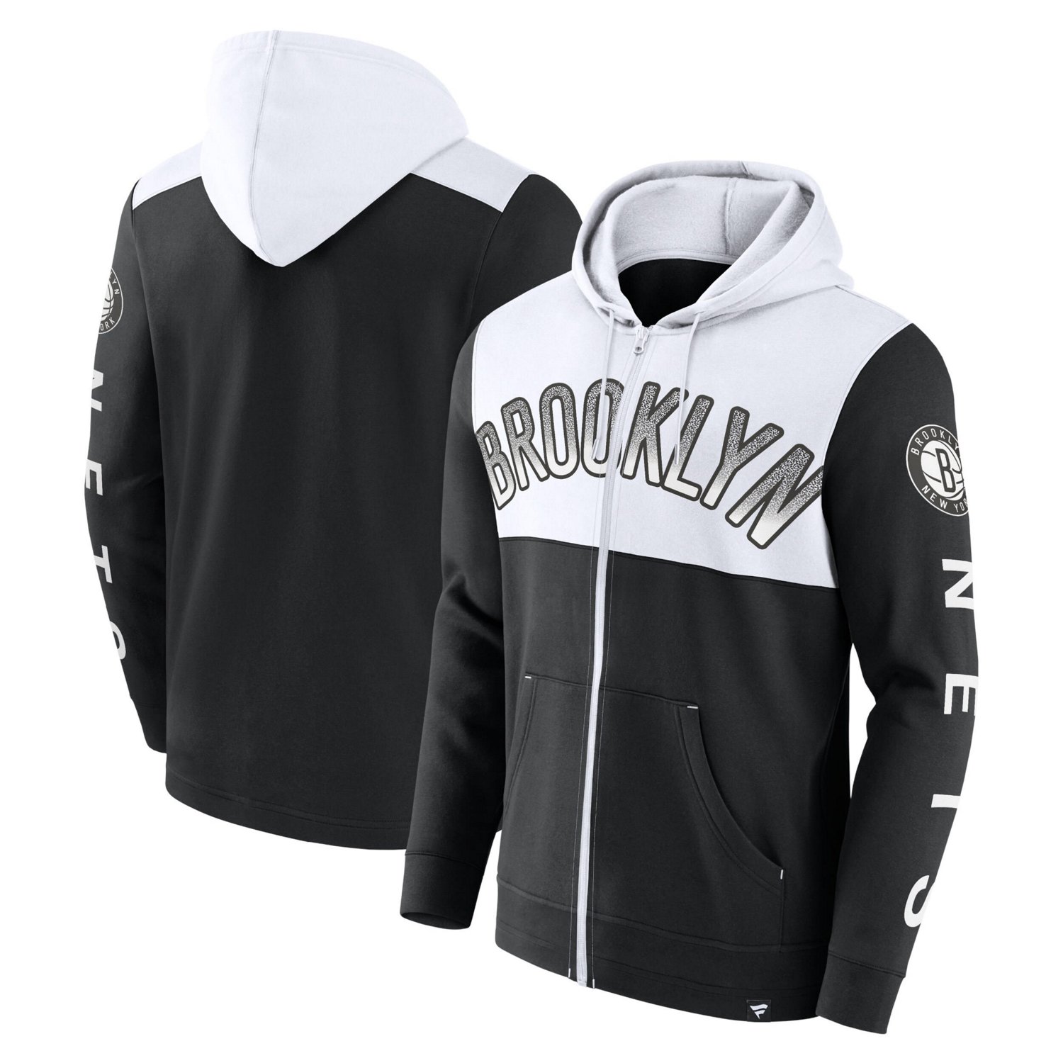 Fanatics /White Brooklyn Nets Skyhook Colorblock Full-Zip Hoodie                                                                 - view number 1