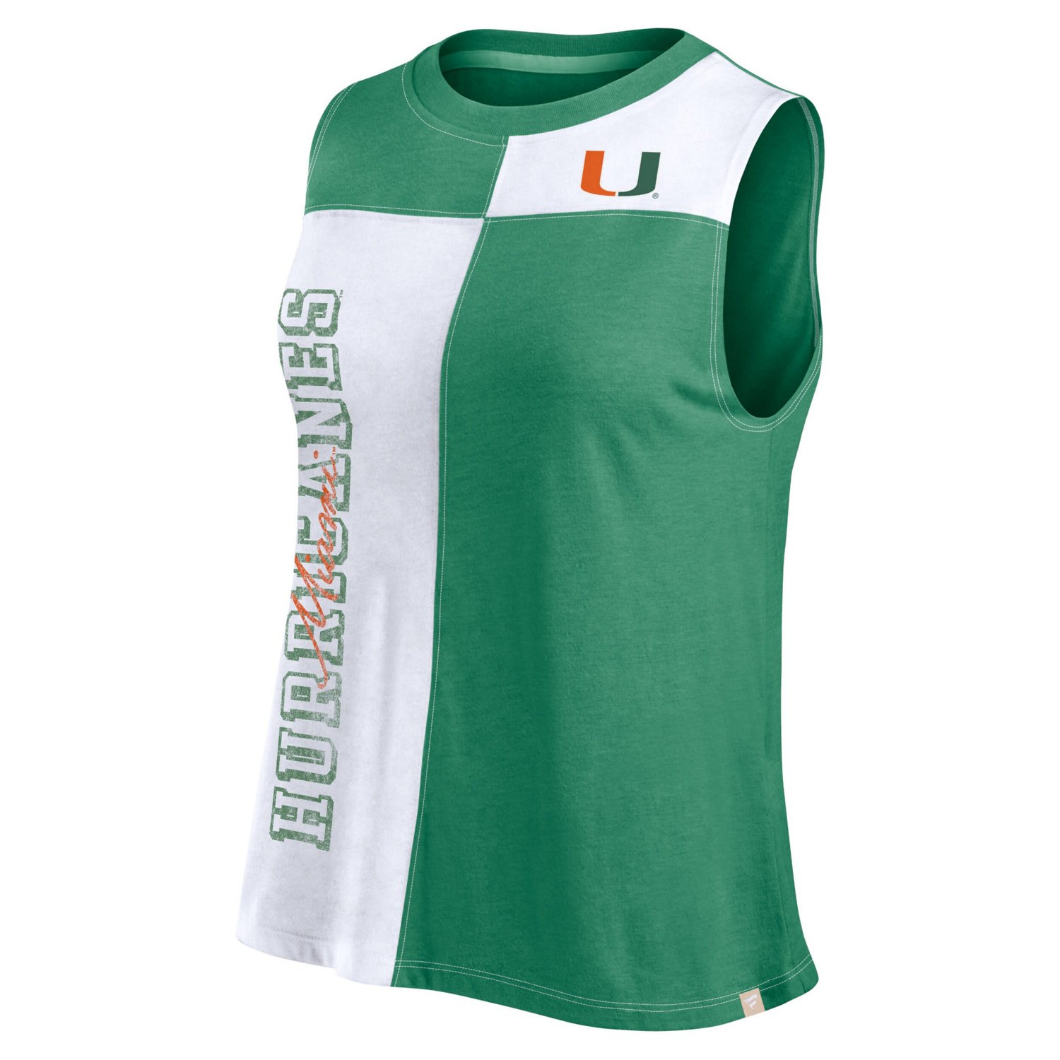 Fanatics White Miami Hurricanes Colorblock High Neck Tank Top - view number 2