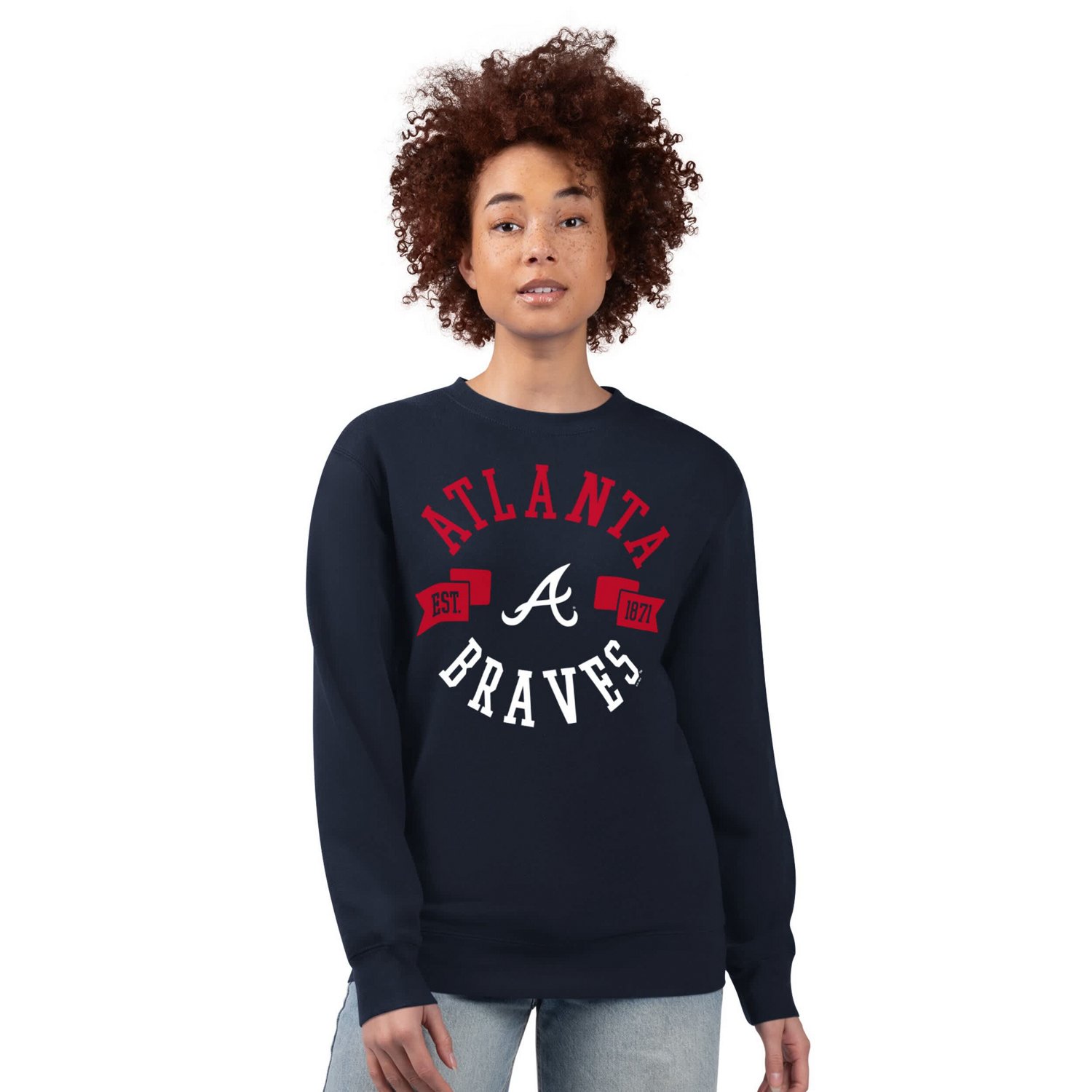 G-III 4Her by Carl Banks Atlanta Braves Team Logo Fleece Pullover Sweatshirt - view number 3