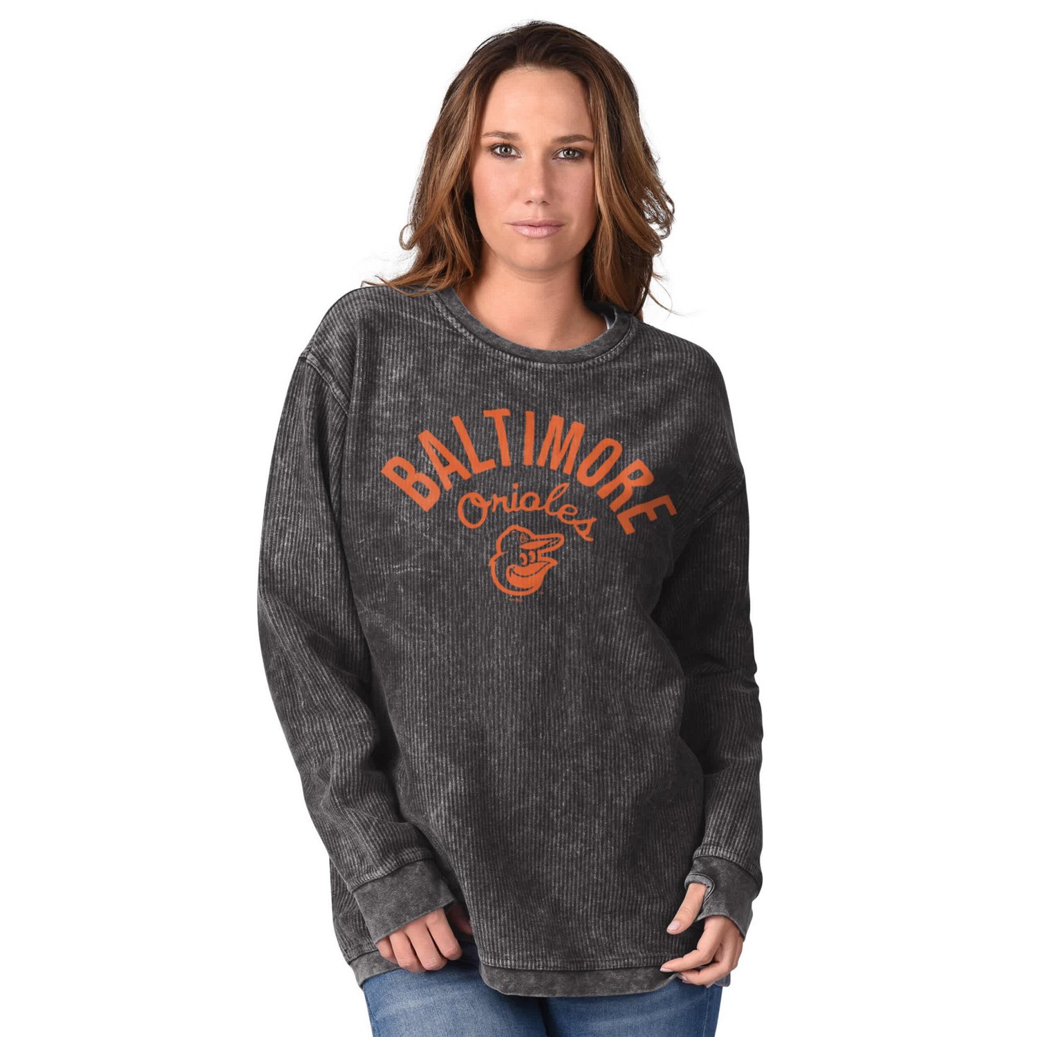 G-III 4Her by Carl Banks Baltimore Orioles Comfy Cord Pullover Sweatshirt - view number 1
