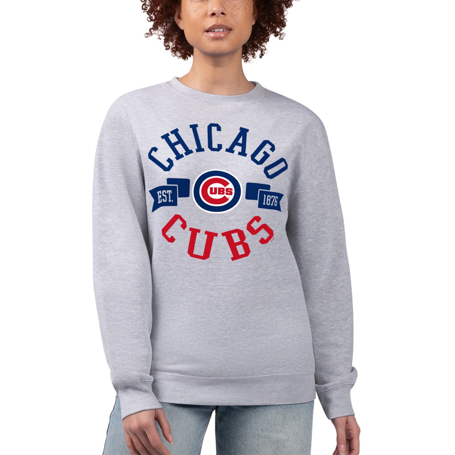 G-III 4Her by Carl Banks Chicago Cubs Team Logo Fleece Pullover Sweatshirt