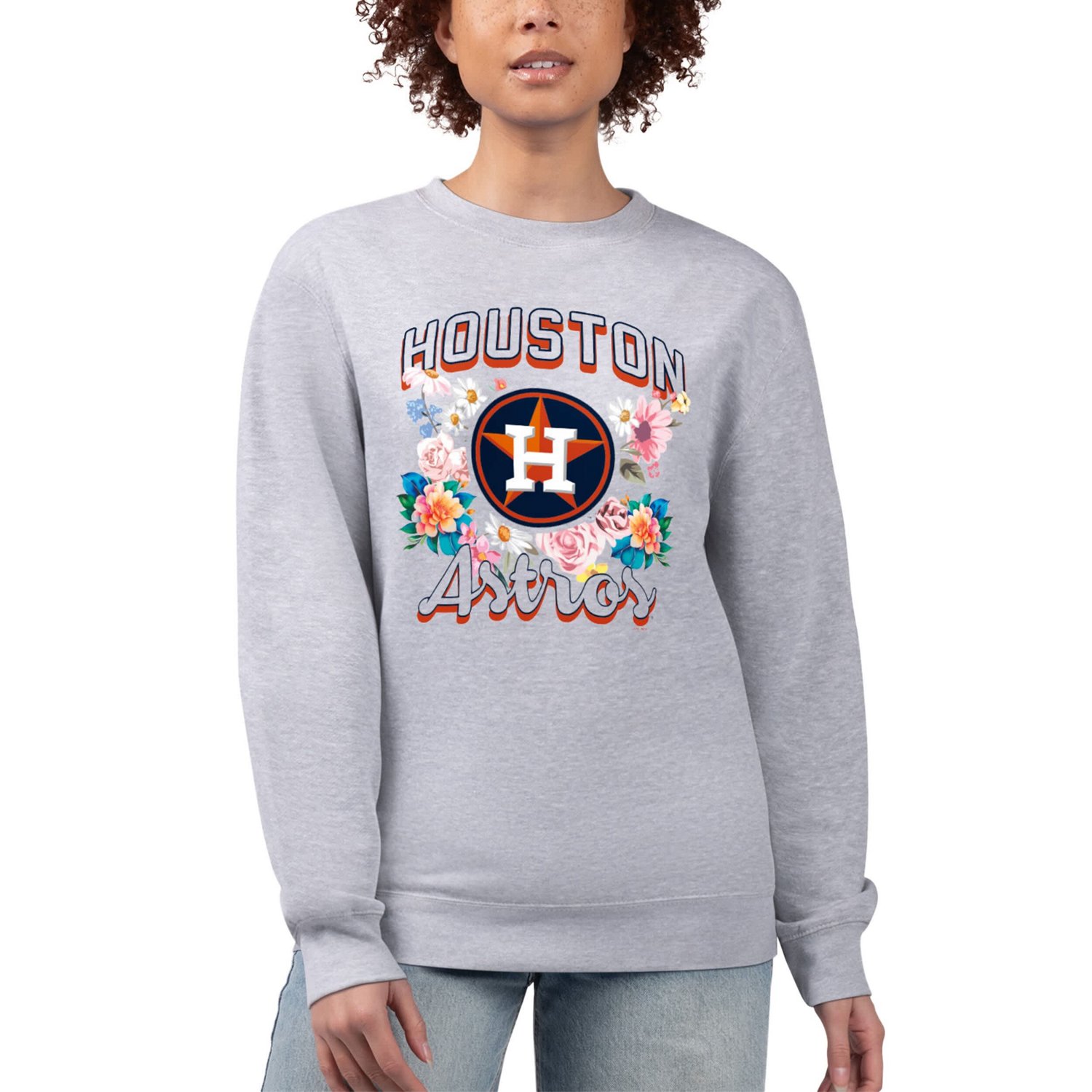 G-III 4Her by Carl Banks Houston Astros Flowers Graphic Pullover Sweatshirt