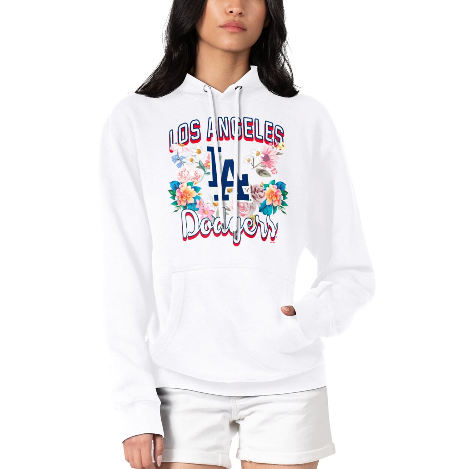 G-III 4Her by Carl Banks Los Angeles Dodgers Flowers Graphic Pullover Hoodie