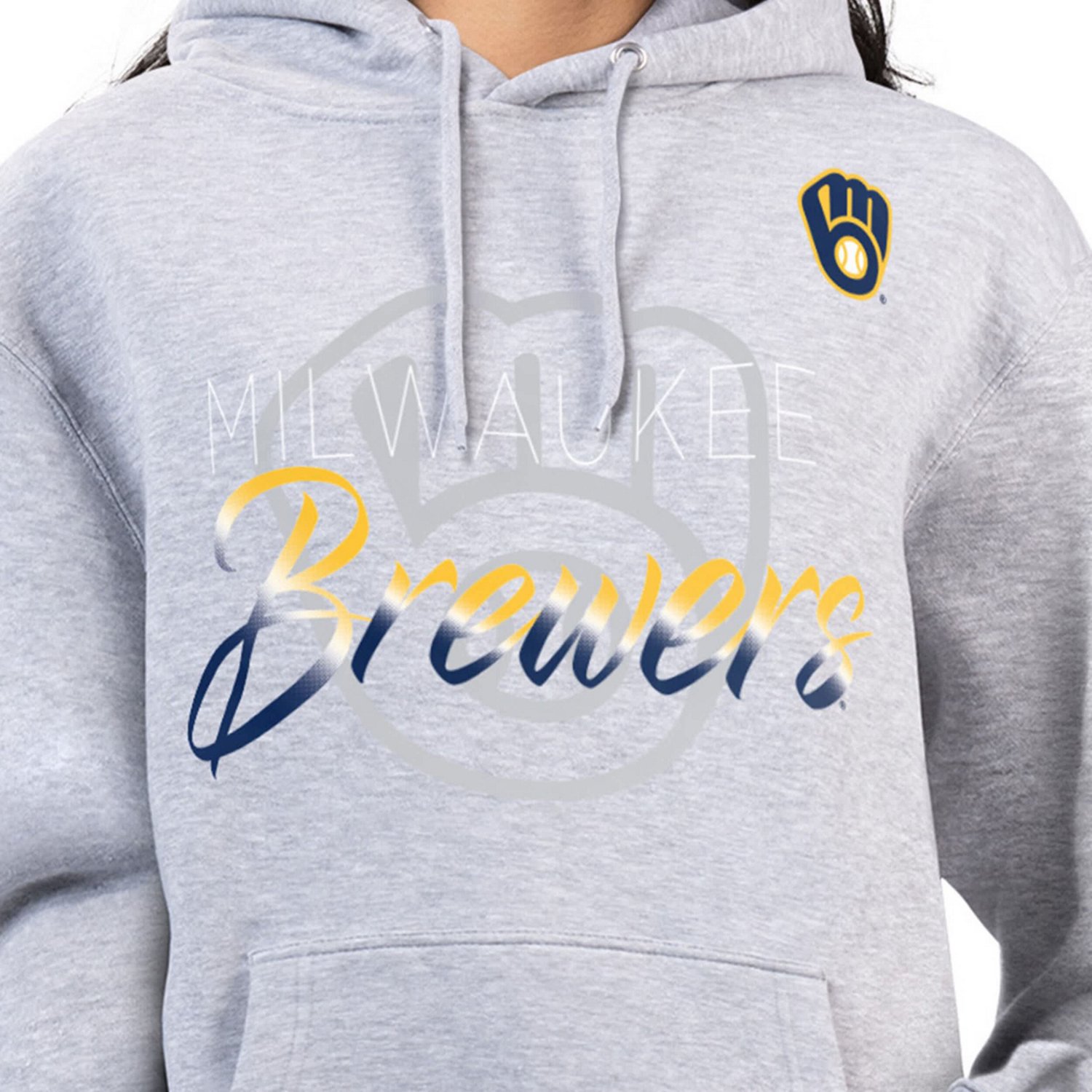 G-III 4Her by Carl Banks Milwaukee Brewers Shadow Logo Graphic Pullover Hoodie - view number 3