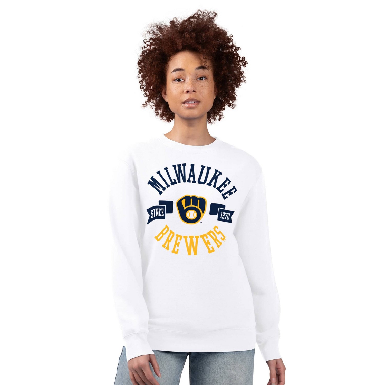 G-III 4Her by Carl Banks Milwaukee Brewers Team Logo Fleece Pullover Sweatshirt
