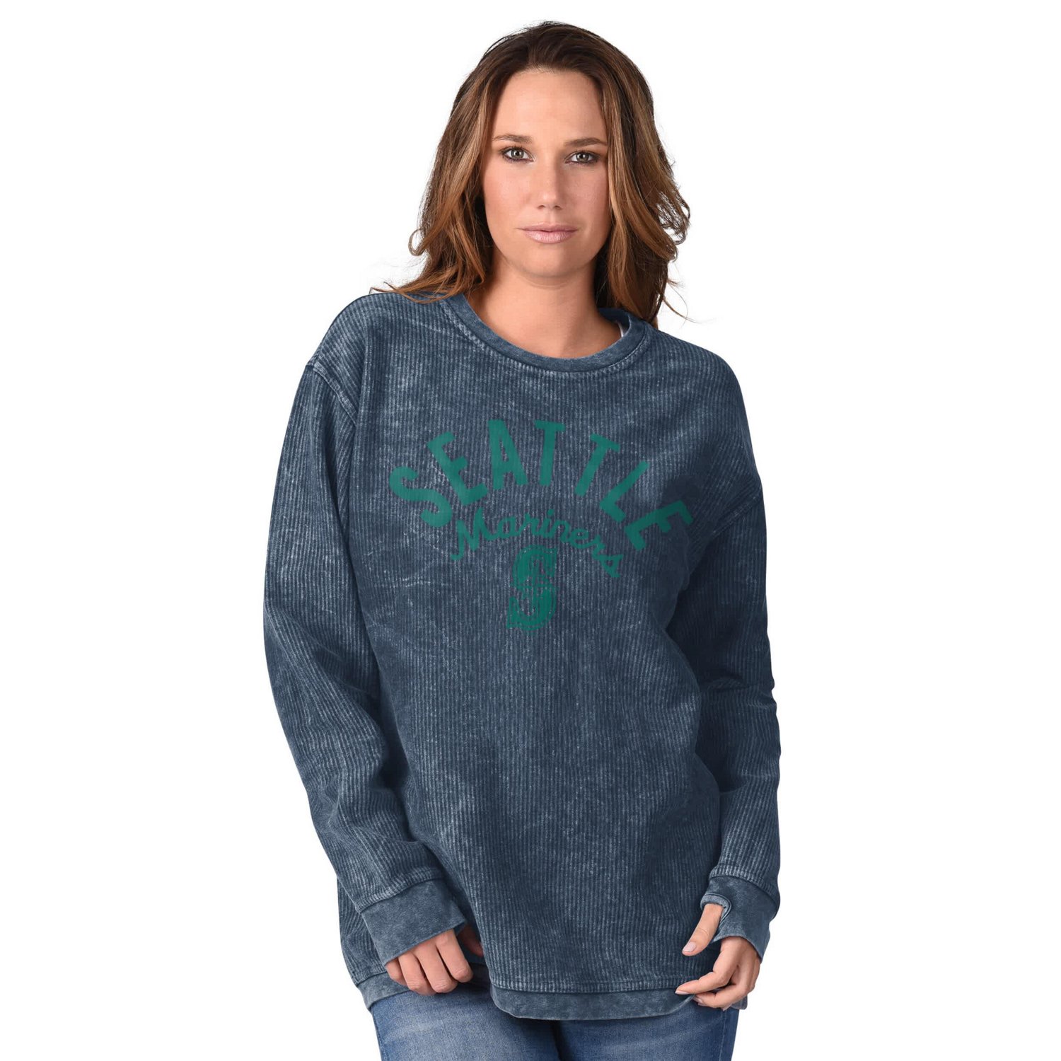 G-III 4Her by Carl Banks Seattle Mariners Comfy Cord Pullover Sweatshirt