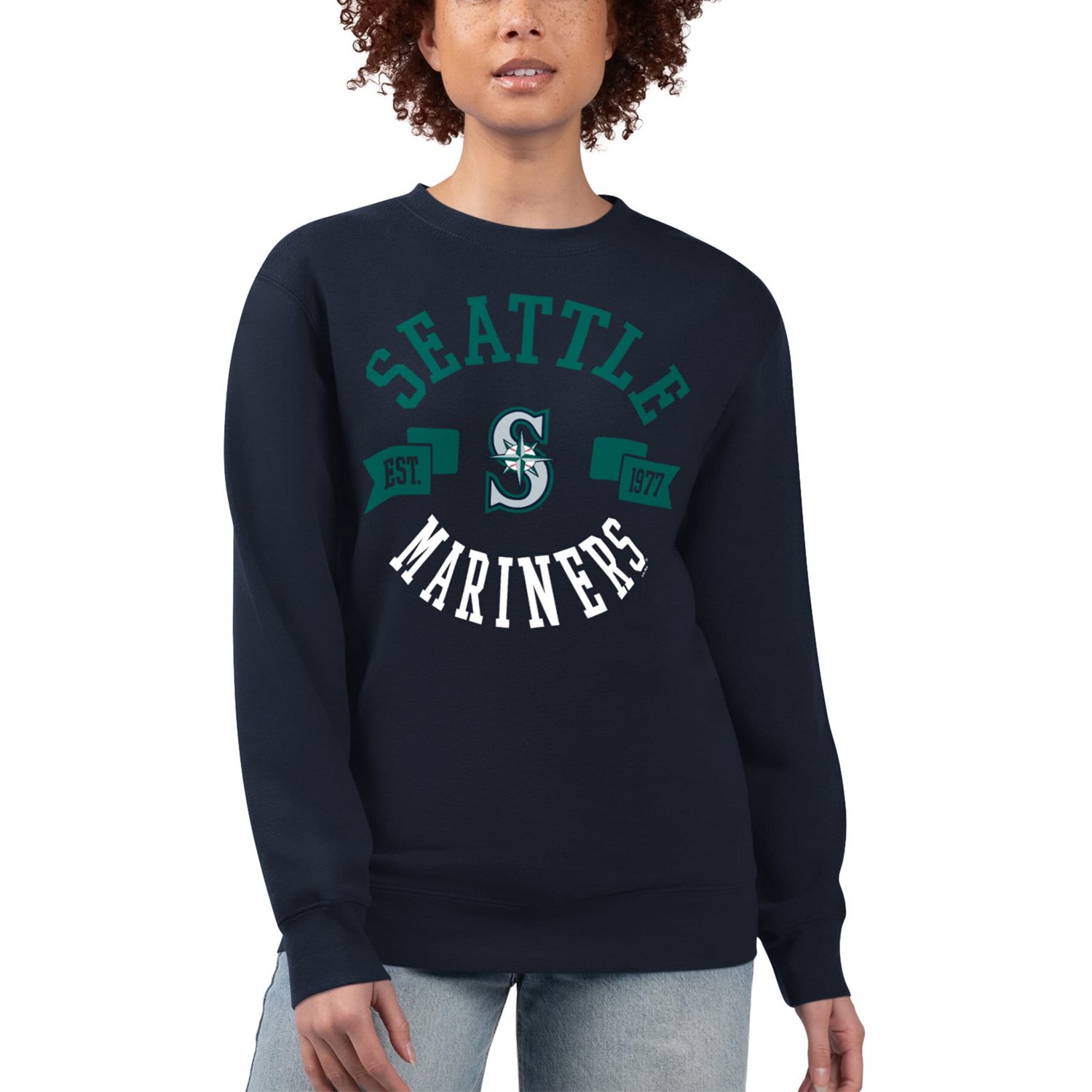 G-III 4Her by Carl Banks Seattle Mariners Team Logo Fleece Pullover Sweatshirt