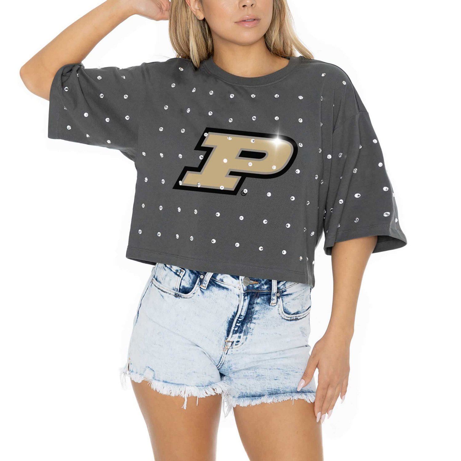 Gameday Couture Purdue Boilermakers Go Time Rhinestone Crop T-Shirt - view number 3