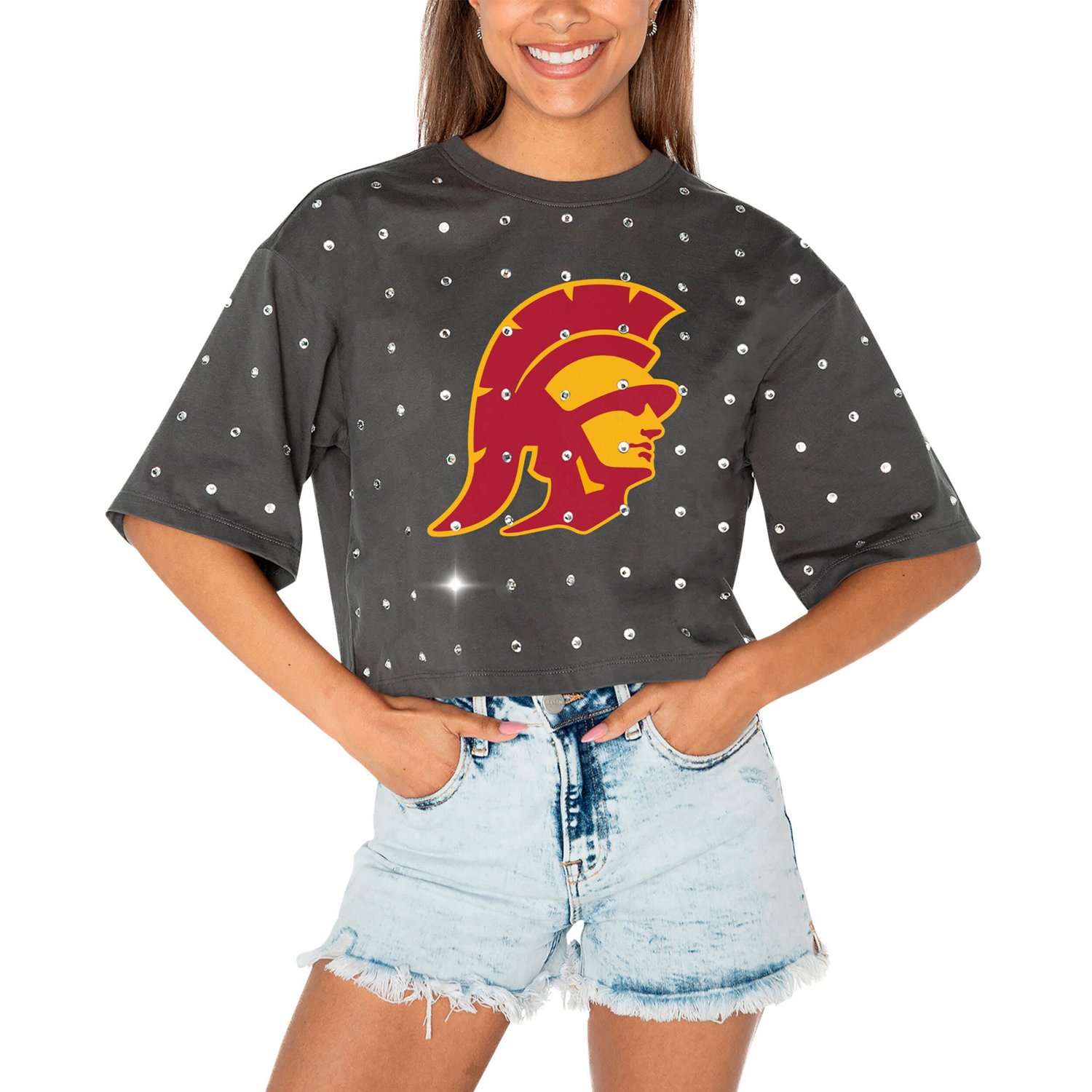 Gameday Couture USC Trojans Go Time Rhinestone Crop T-Shirt                                                                      - view number 1
