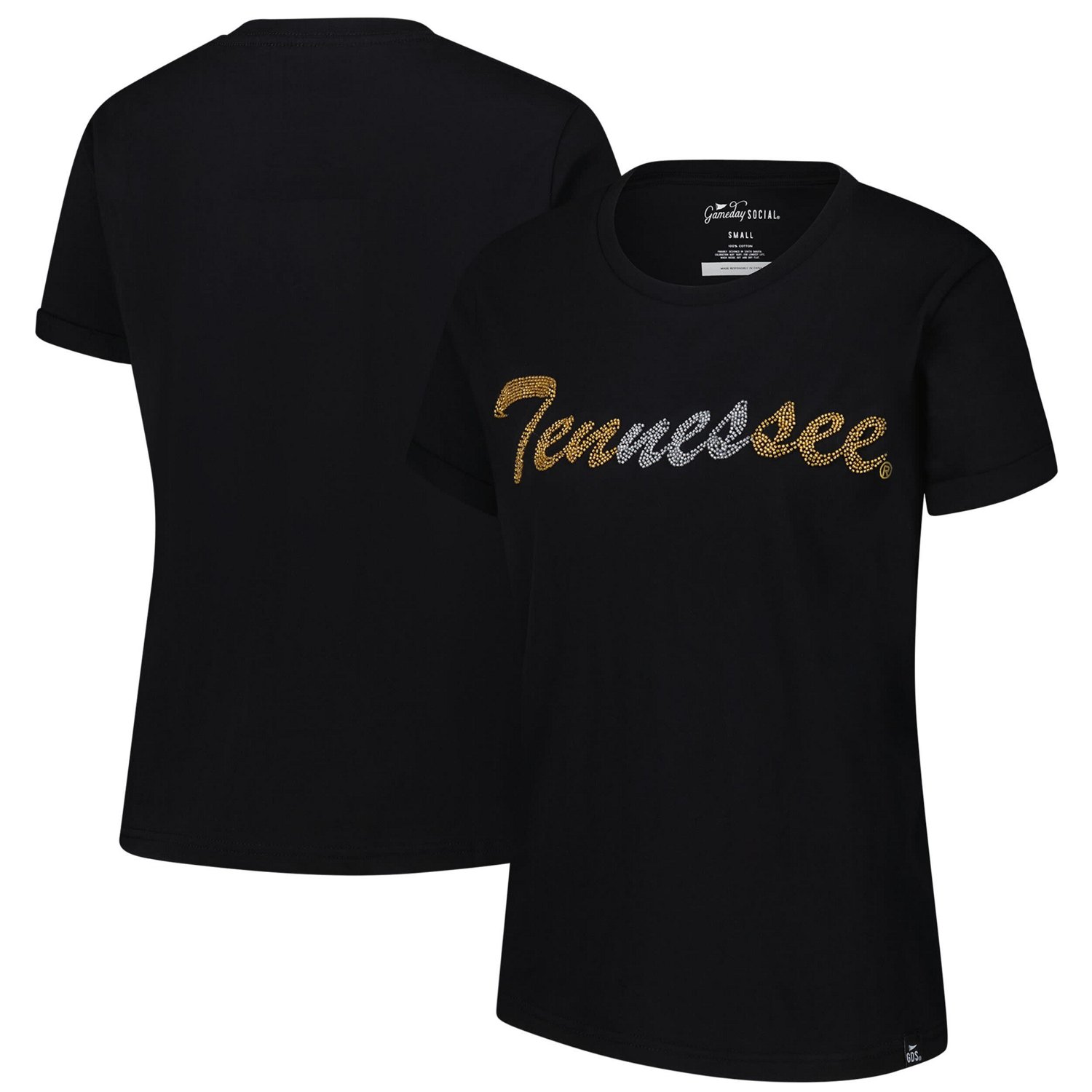 Gameday Social Tennessee Volunteers Hand Sewn Beaded Script T-Shirt