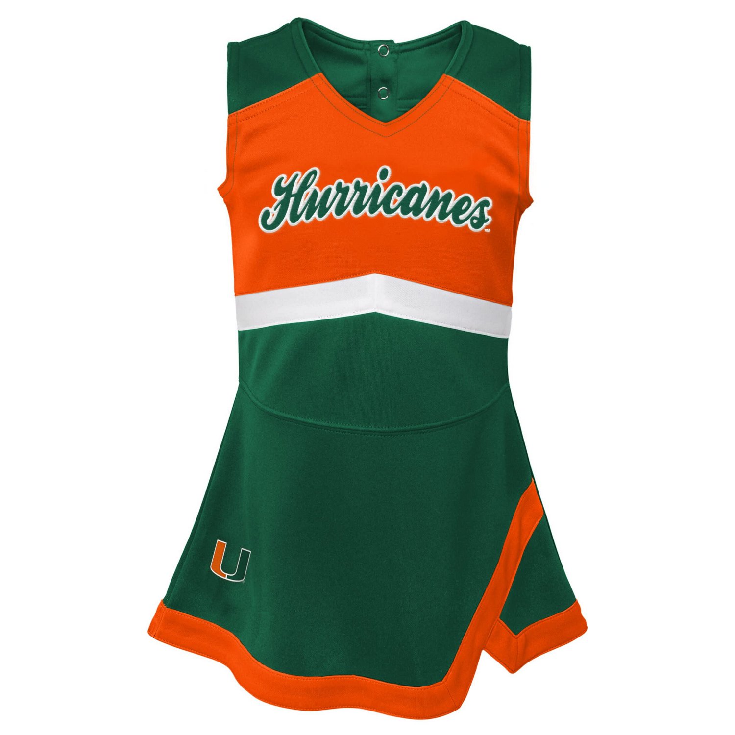 Girls Preschool Miami Hurricanes Two-Piece Cheer Captain Jumper Dress  Bloomers Set