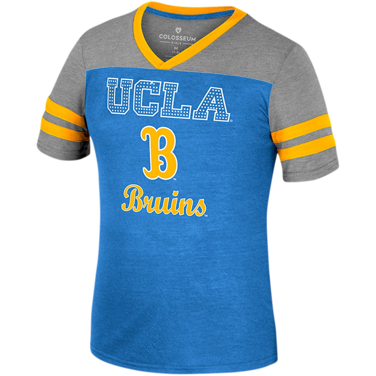Girls Youth Colosseum /Heather Gray UCLA Bruins Summer Striped V-Neck T-Shirt - view number 2