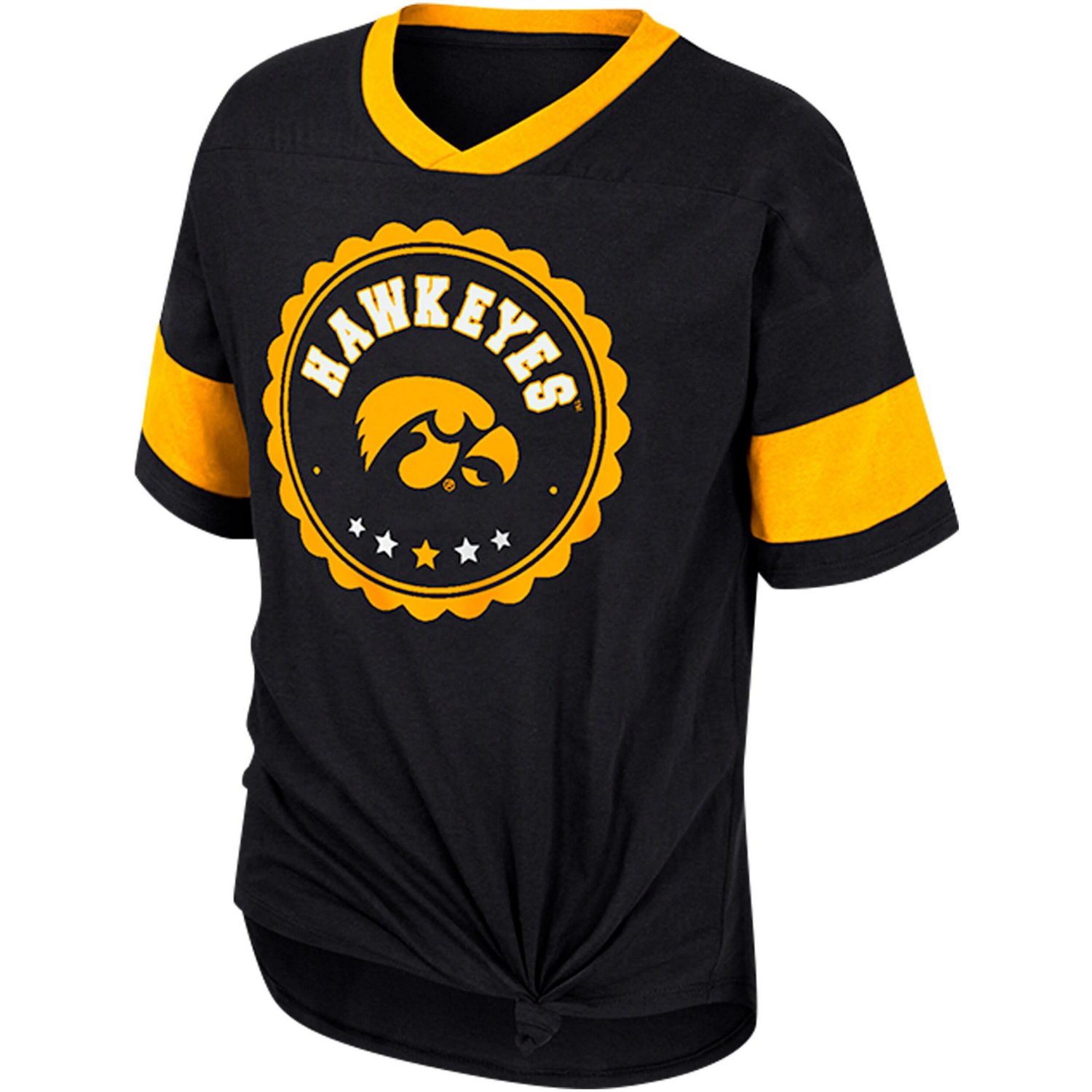 Girls Youth Colosseum Iowa Hawkeyes Tomika Tie-Front V-Neck T-Shirt