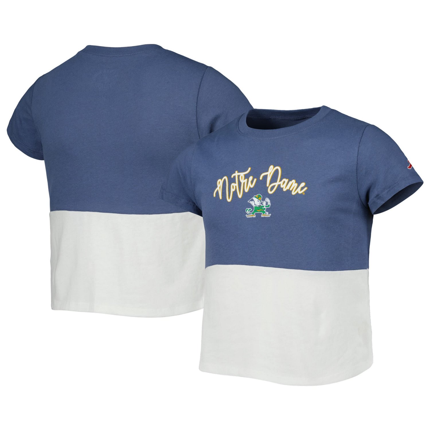 Girls Youth League Collegiate Wear /White Notre Dame Fighting Irish Colorblocked T-Shirt - view number 1