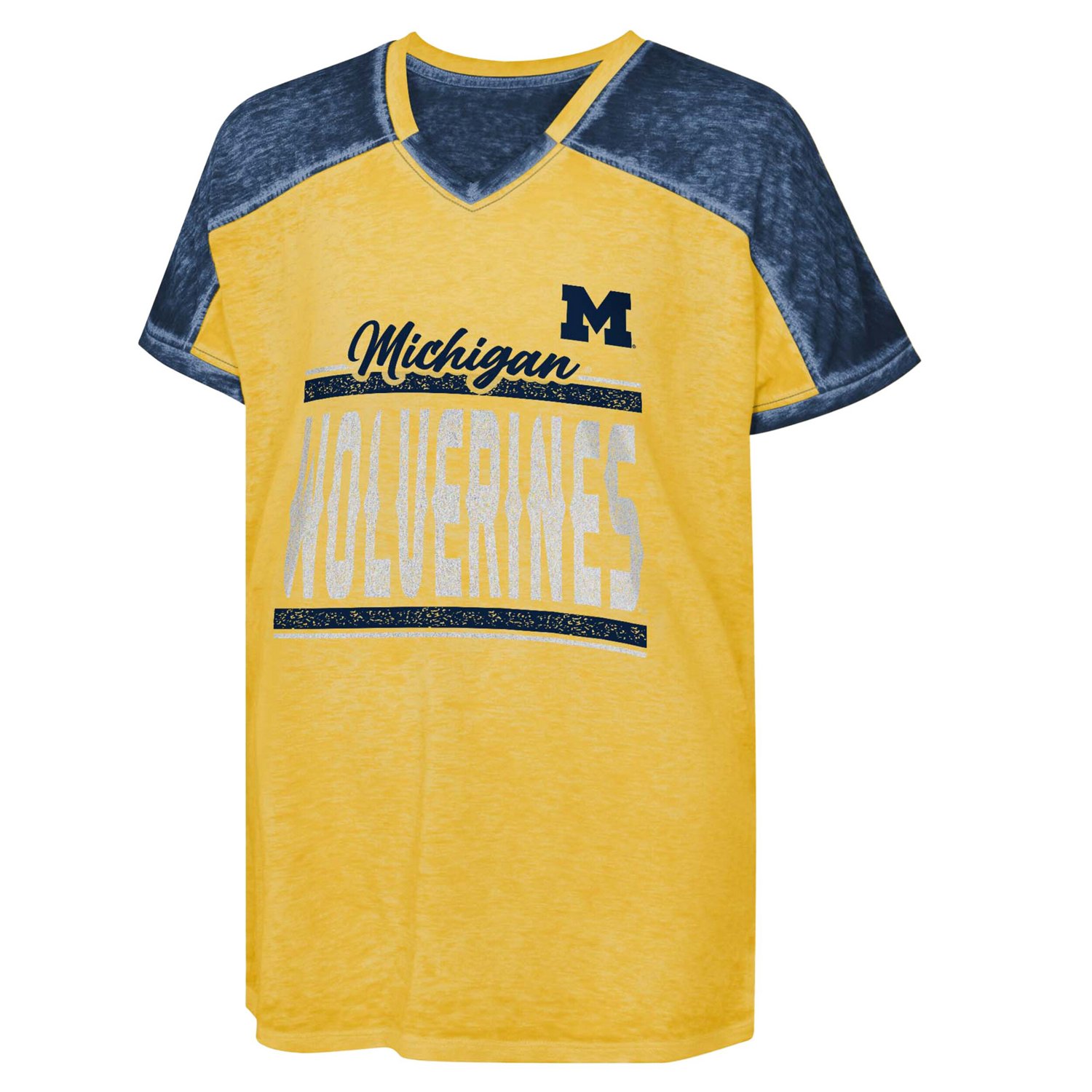 Girls Youth Michigan Wolverines Up for Anything Colorblock Dolman V-Neck T-Shirt                                                 - view number 2