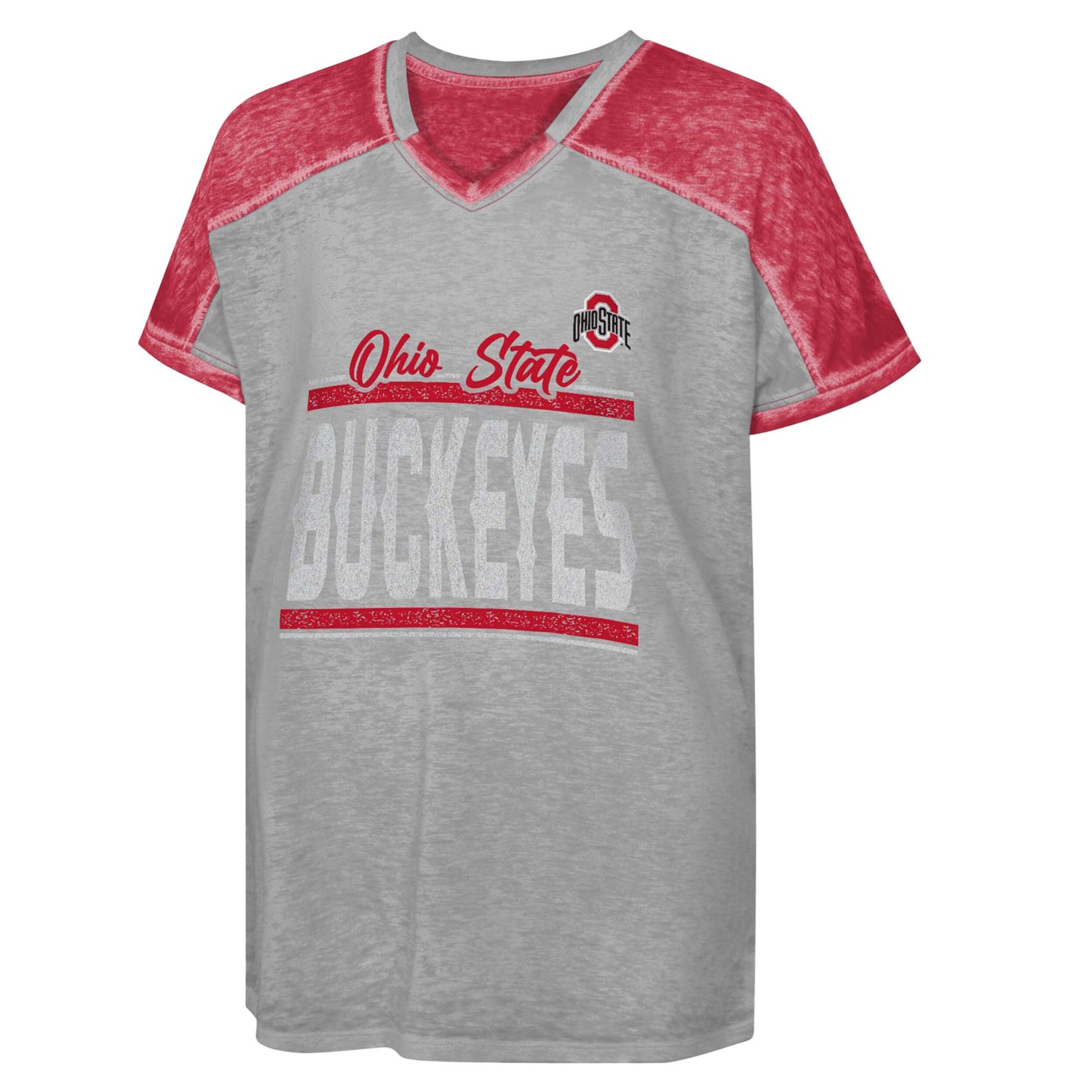 Girls Youth Ohio State Buckeyes Up for Anything Colorblock Dolman V-Neck T-Shirt                                                 - view number 2