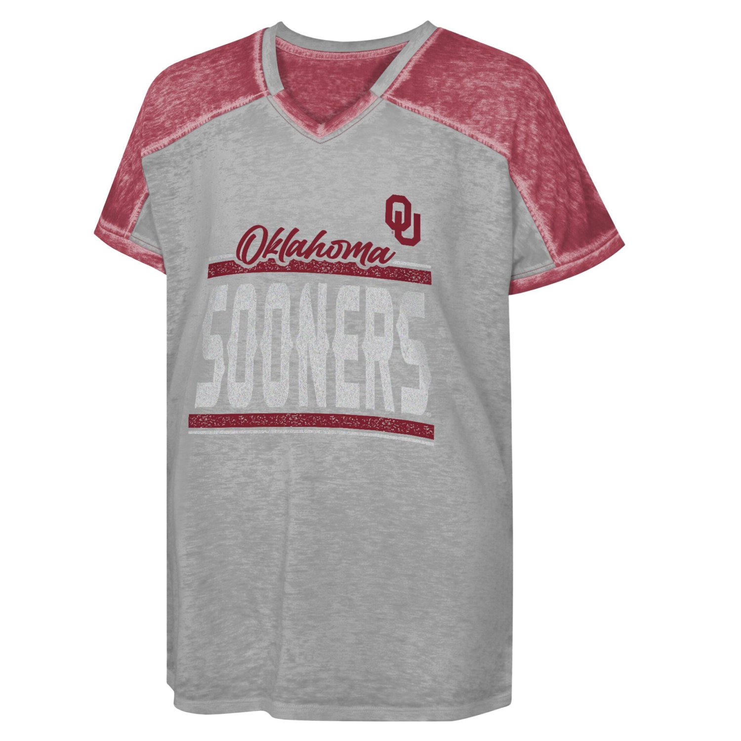 Girls Youth Oklahoma Sooners Up for Anything Colorblock Dolman V-Neck T-Shirt                                                    - view number 2