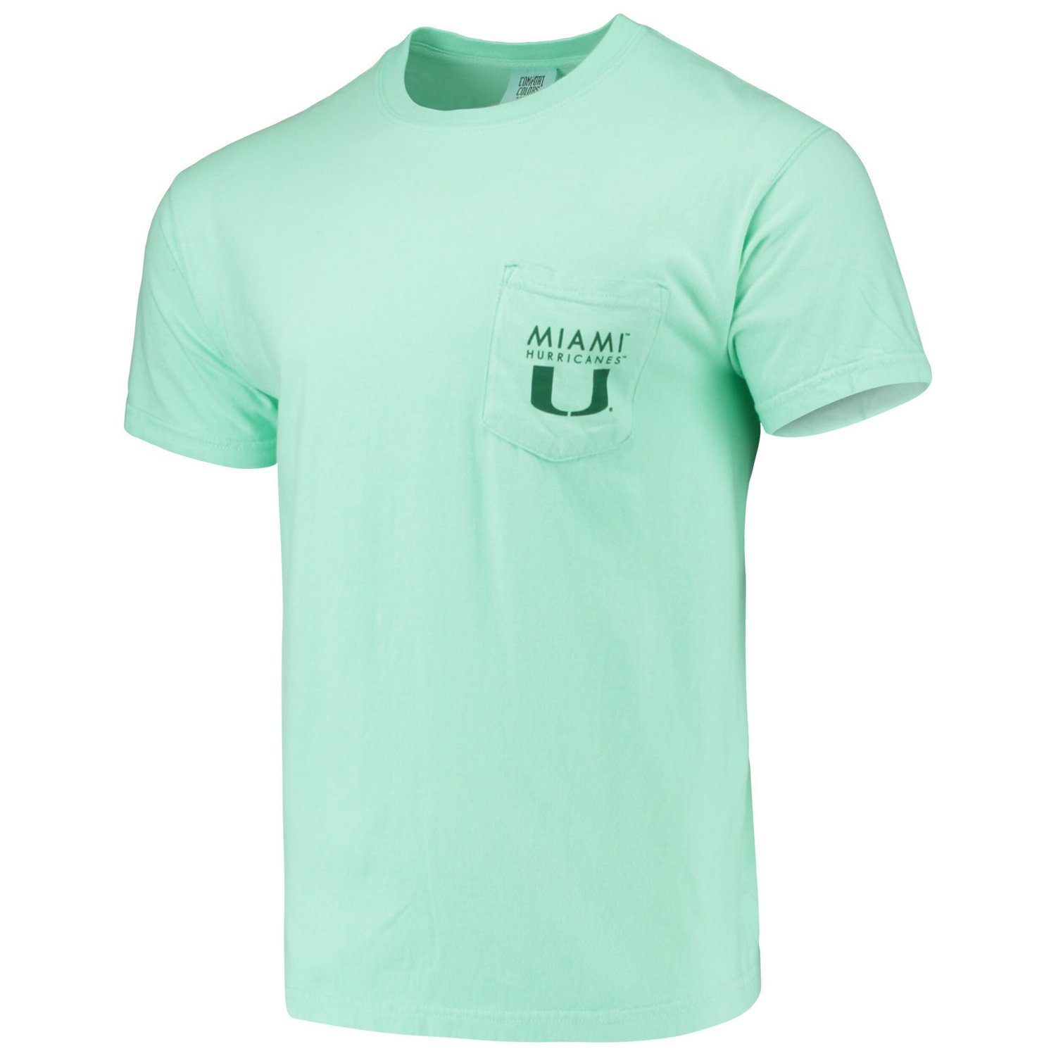 Green Miami Hurricanes Circle Scene Comfort Colors Pocket T-Shirt - view number 2