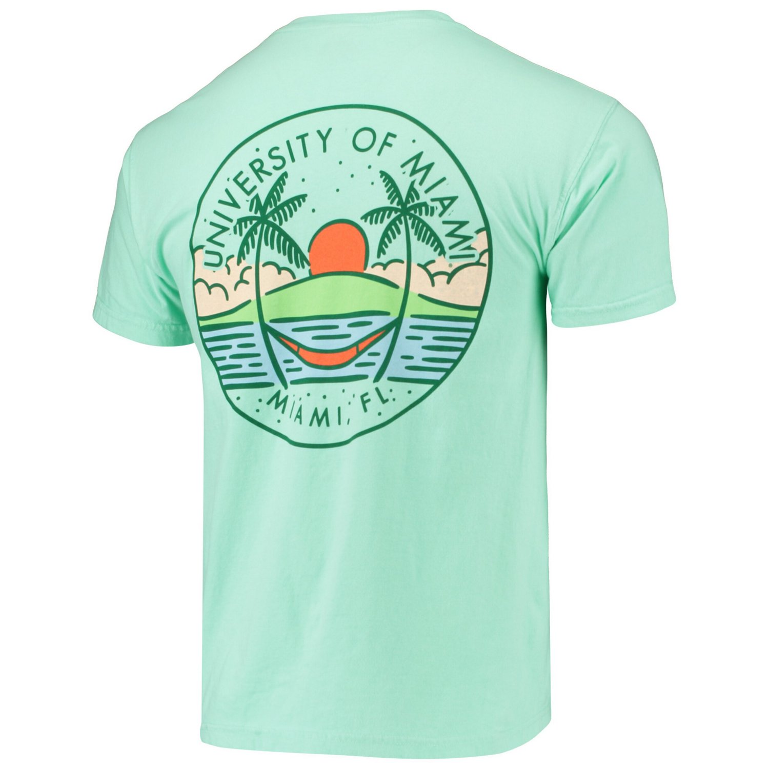 Green Miami Hurricanes Circle Scene Comfort Colors Pocket T-Shirt - view number 3