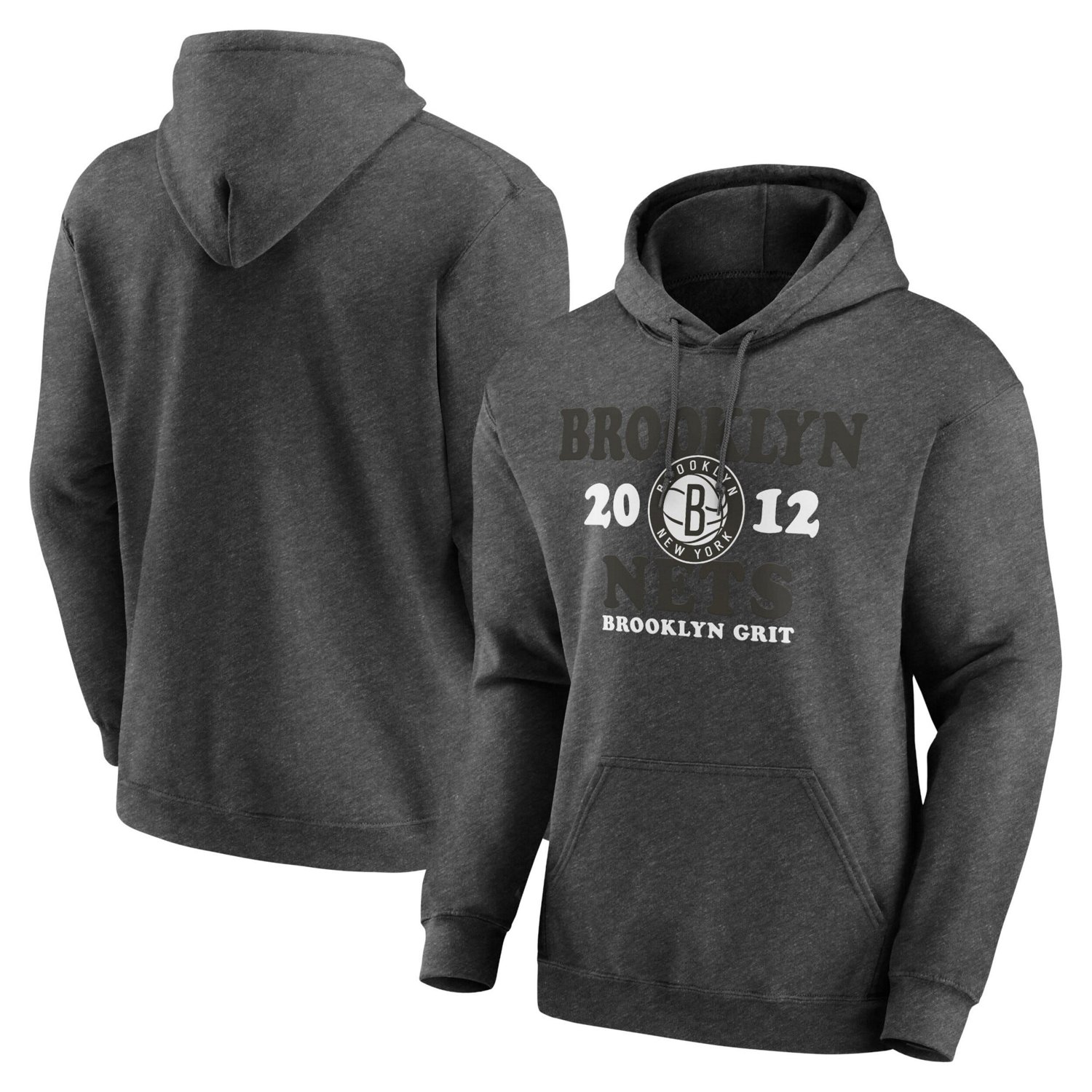 Heathered Charcoal Brooklyn Nets Fierce Competitor Pullover Hoodie