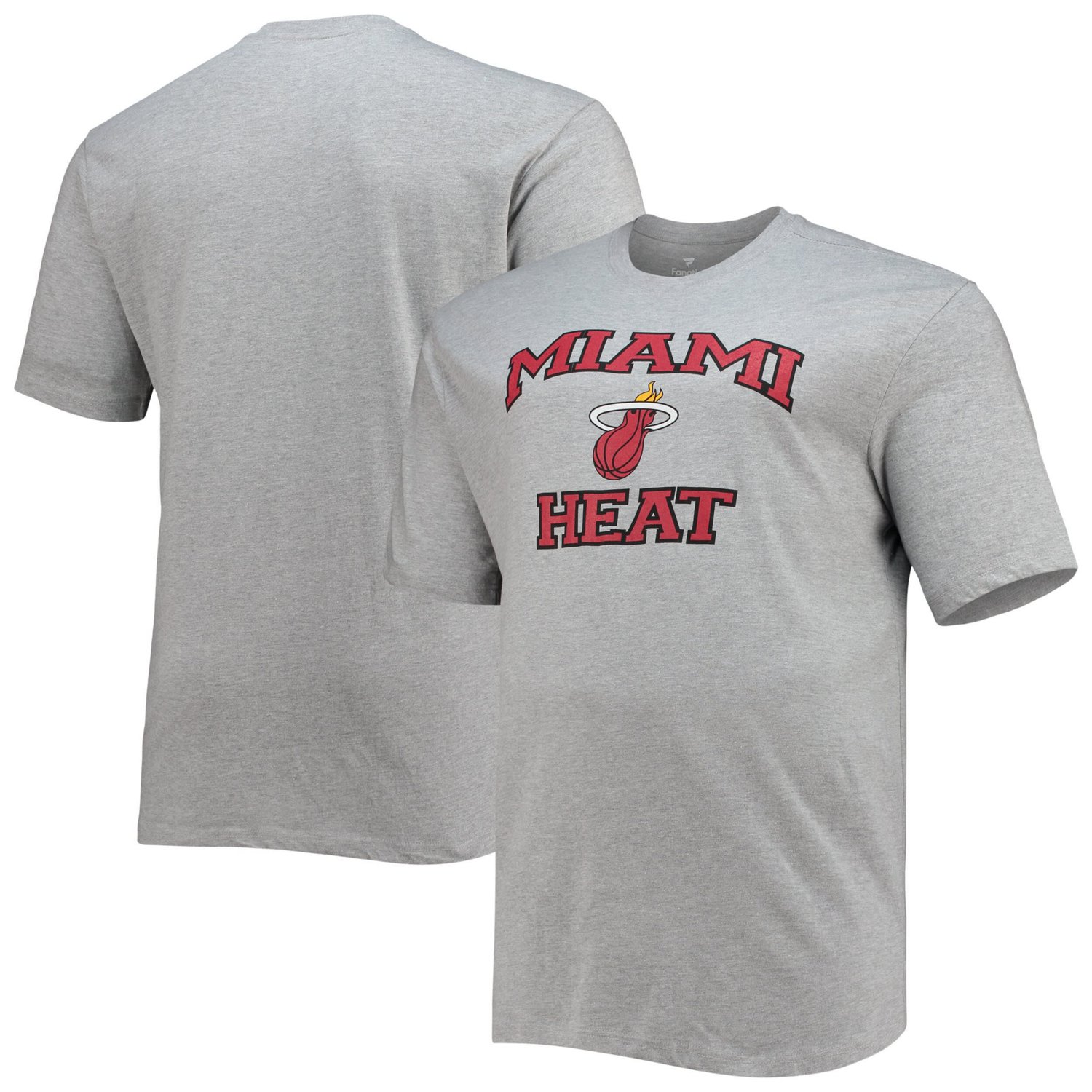 Heathered Gray Miami Heat Big  Tall Heart  Soul T-Shirt                                                                          - view number 1
