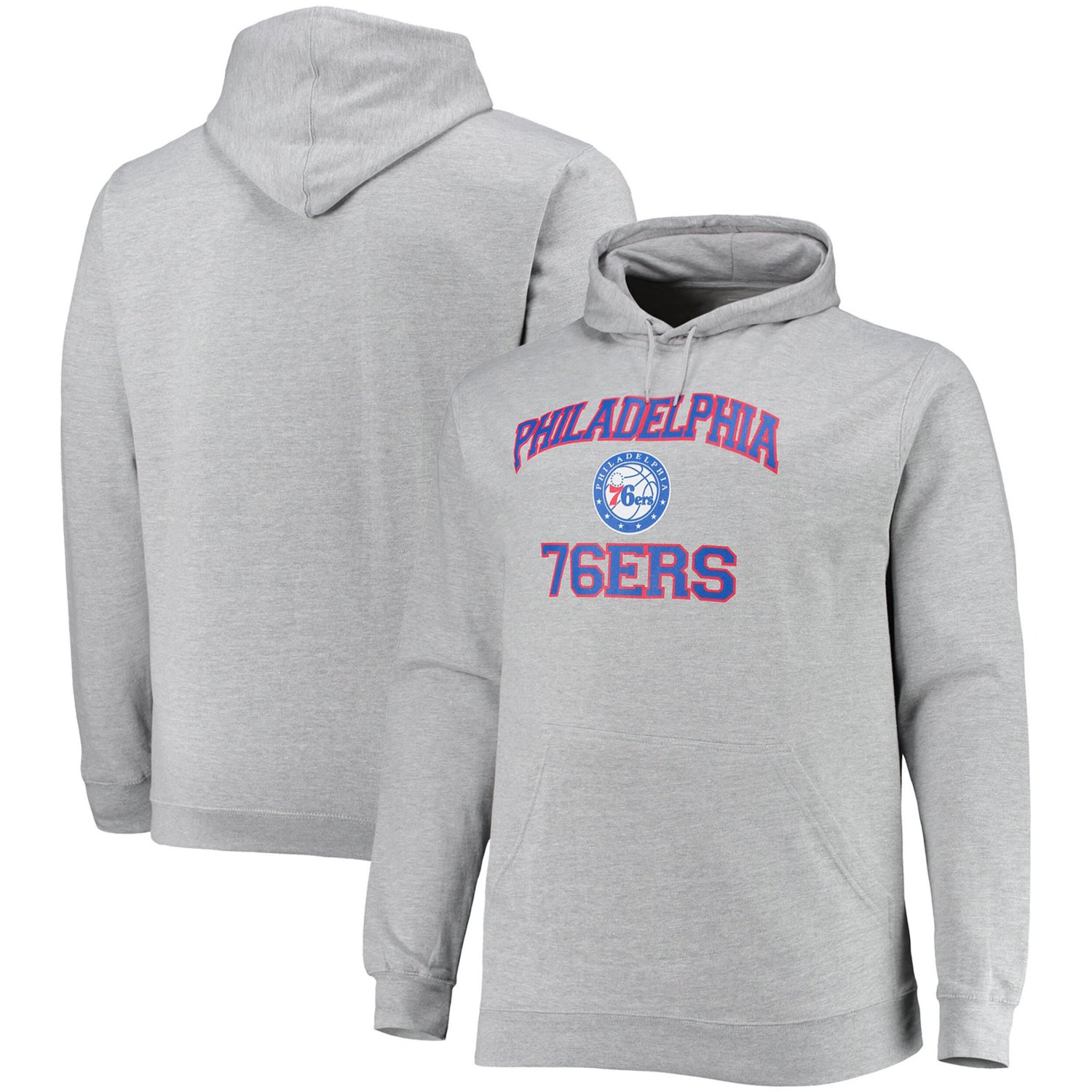Heathered Gray Philadelphia 76ers Big  Tall Heart Soul Pullover Hoodie