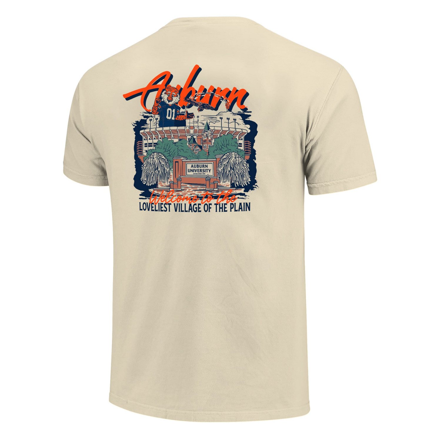 Image One Auburn Tigers Comfort Colors Hand-Drawn Campus Stack T-Shirt - view number 3