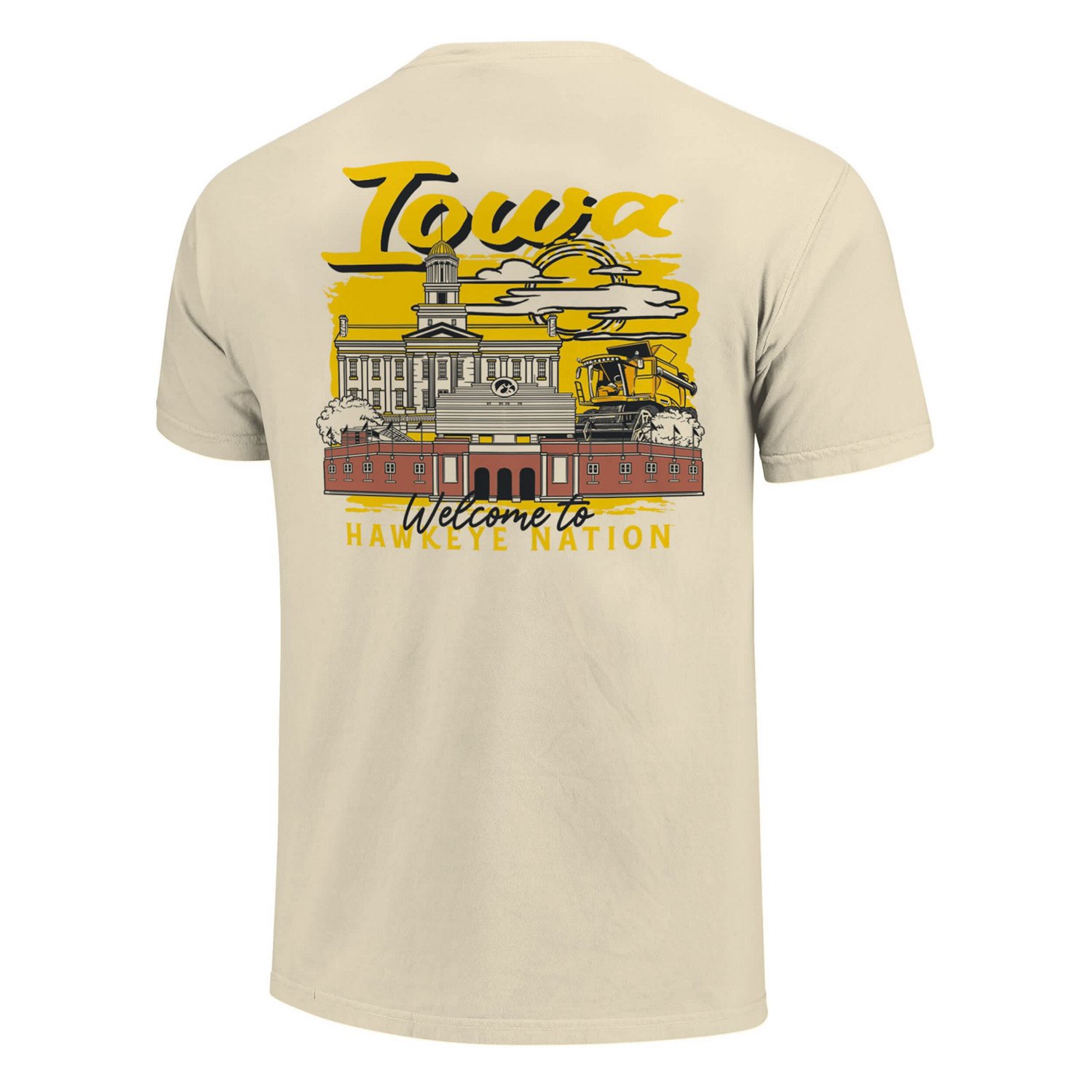 Image One Iowa Hawkeyes Comfort Colors Hand-Drawn Campus Stack T-Shirt - view number 3