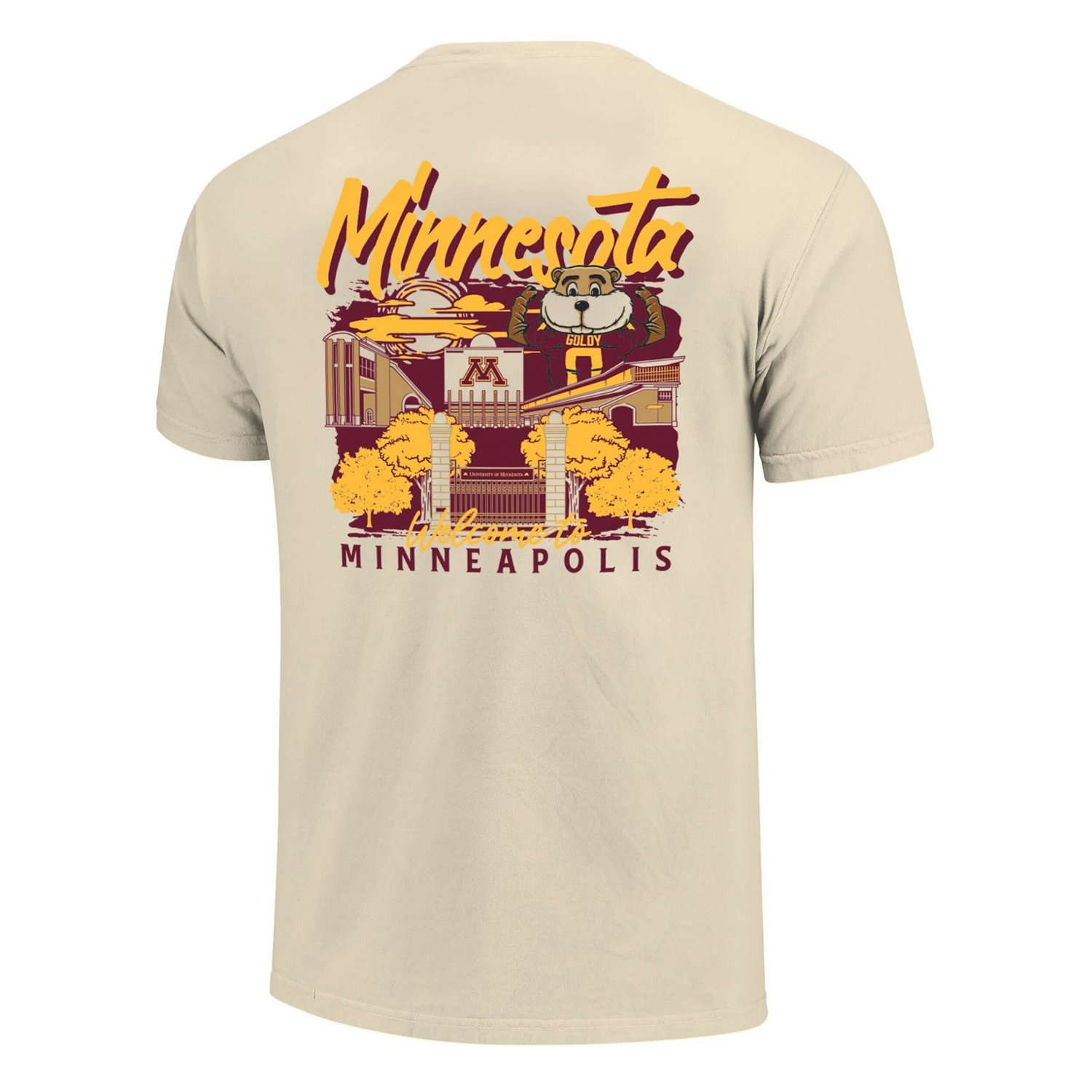 Image One Minnesota Golden Gophers Comfort Colors Hand-Drawn Campus Stack T-Shirt - view number 3