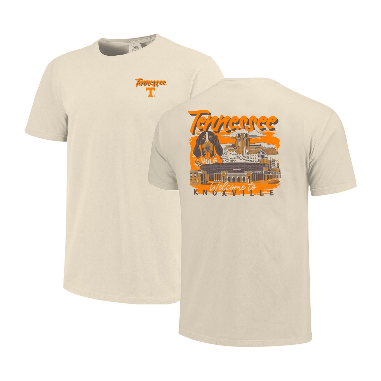 Image One Tennessee Volunteers Comfort Colors Hand-Drawn Campus Stack T-Shirt
