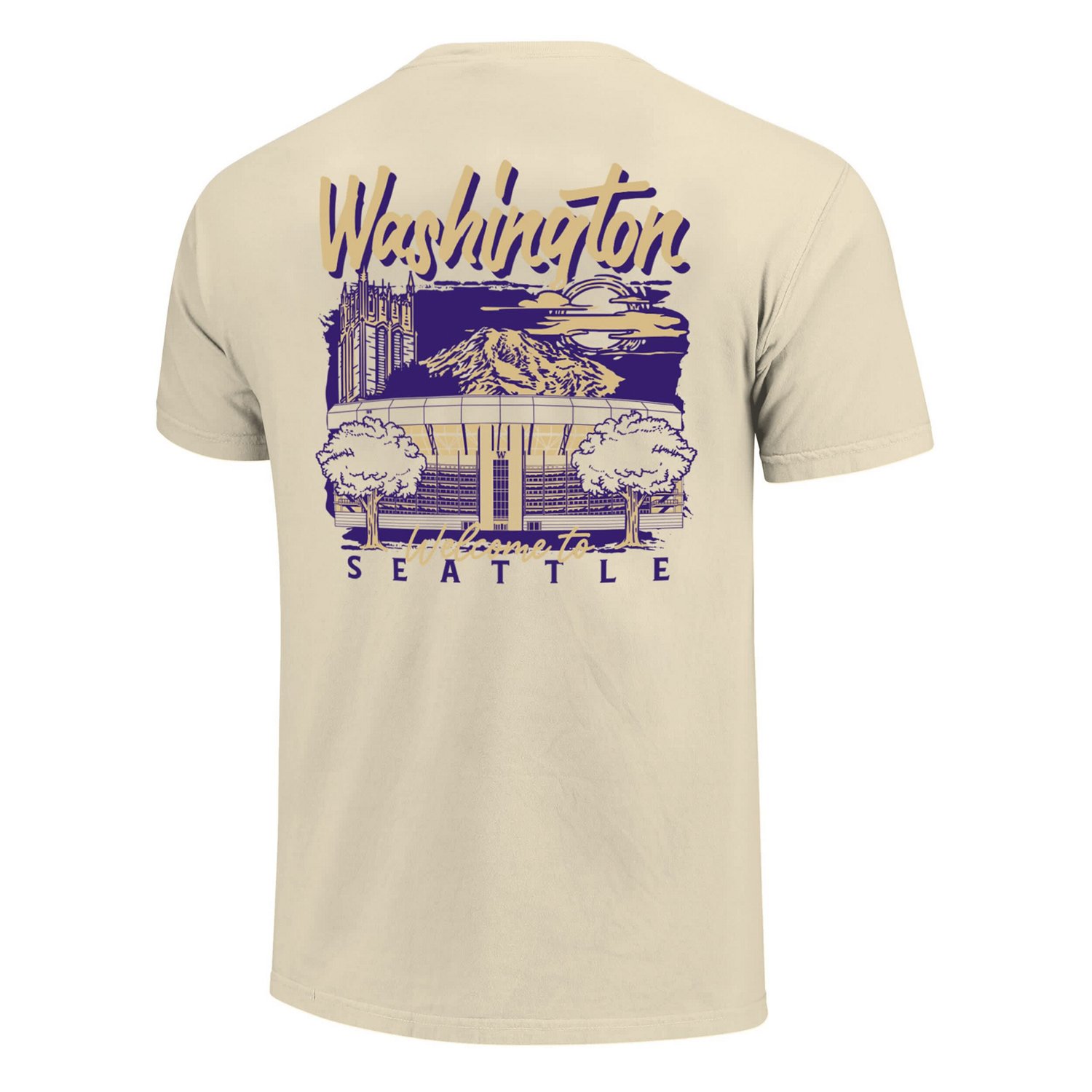 Image One Washington Huskies Comfort Colors Hand-Drawn Campus Stack T-Shirt - view number 3