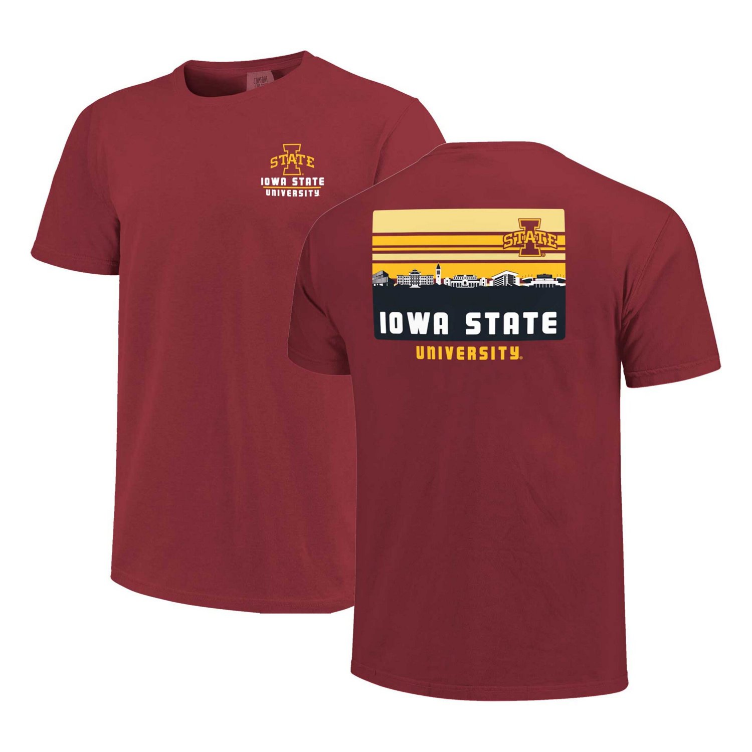 Iowa State Cyclones Striped Campus Skyline T-Shirt - view number 1