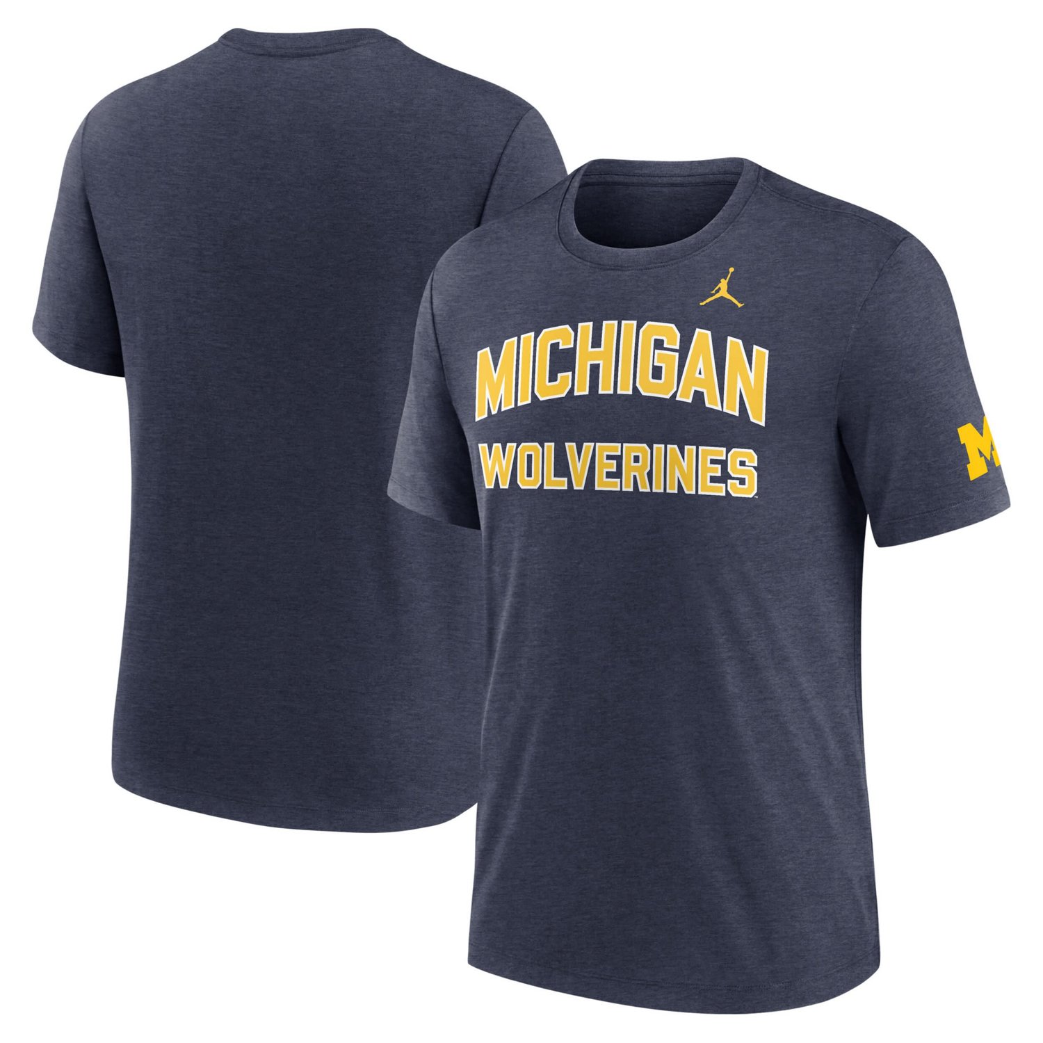 Jordan Brand Heather Michigan Wolverines Campus Collegiate Block Tri-Blend T-Shirt