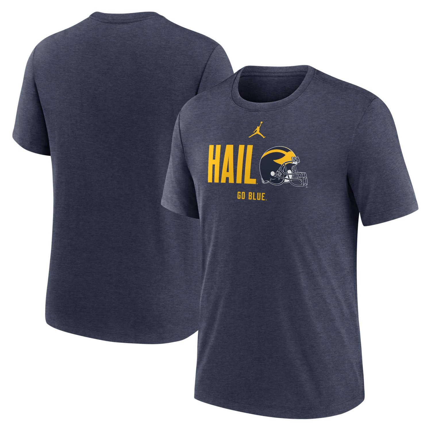Jordan Brand Heather Michigan Wolverines Campus Football Slogan Tri-Blend T-Shirt