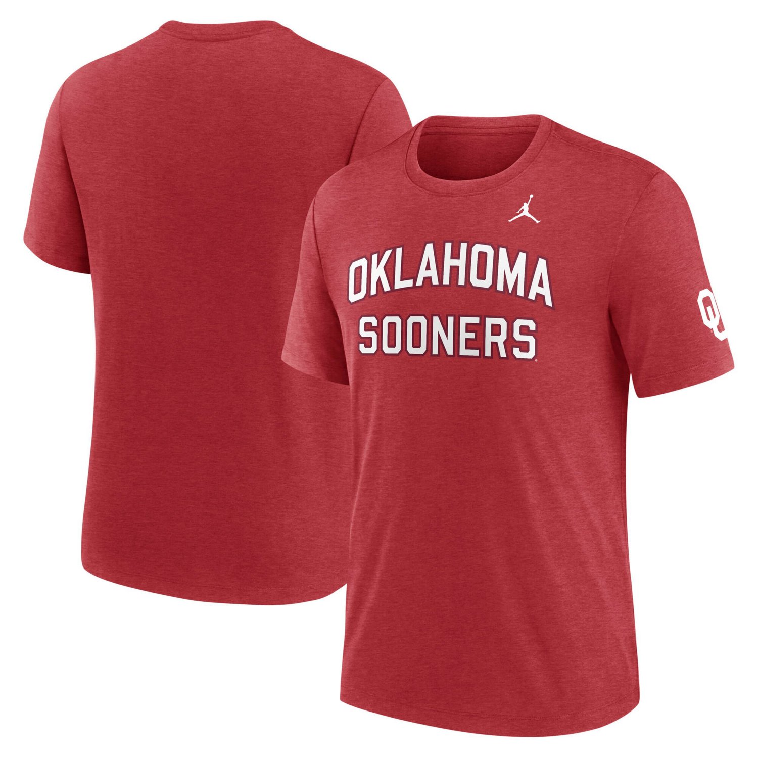 Jordan Brand Heather Oklahoma Sooners Campus Collegiate Block Tri-Blend T-Shirt