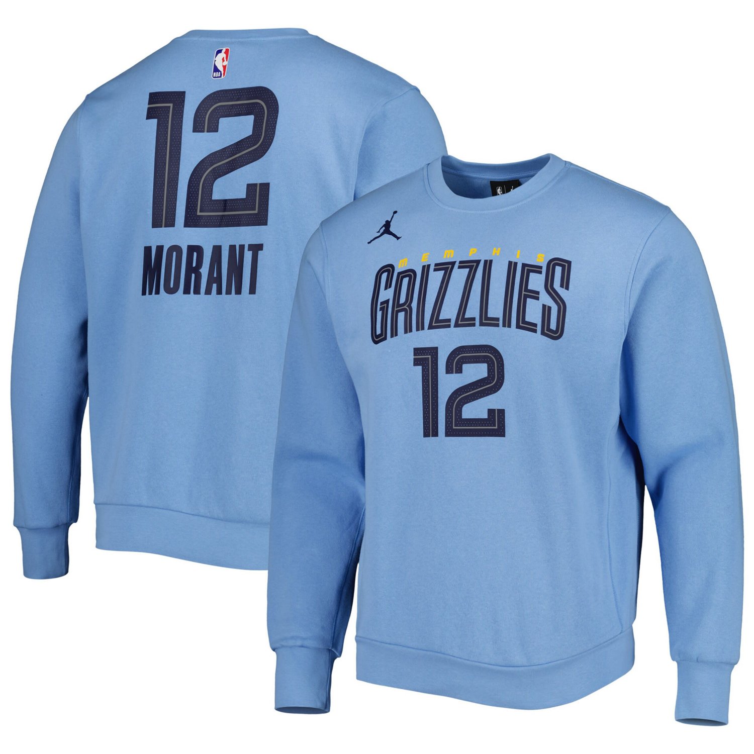Jordan Brand Ja Morant Light Memphis Grizzlies Statement Name  Number Pullover Sweatshirt