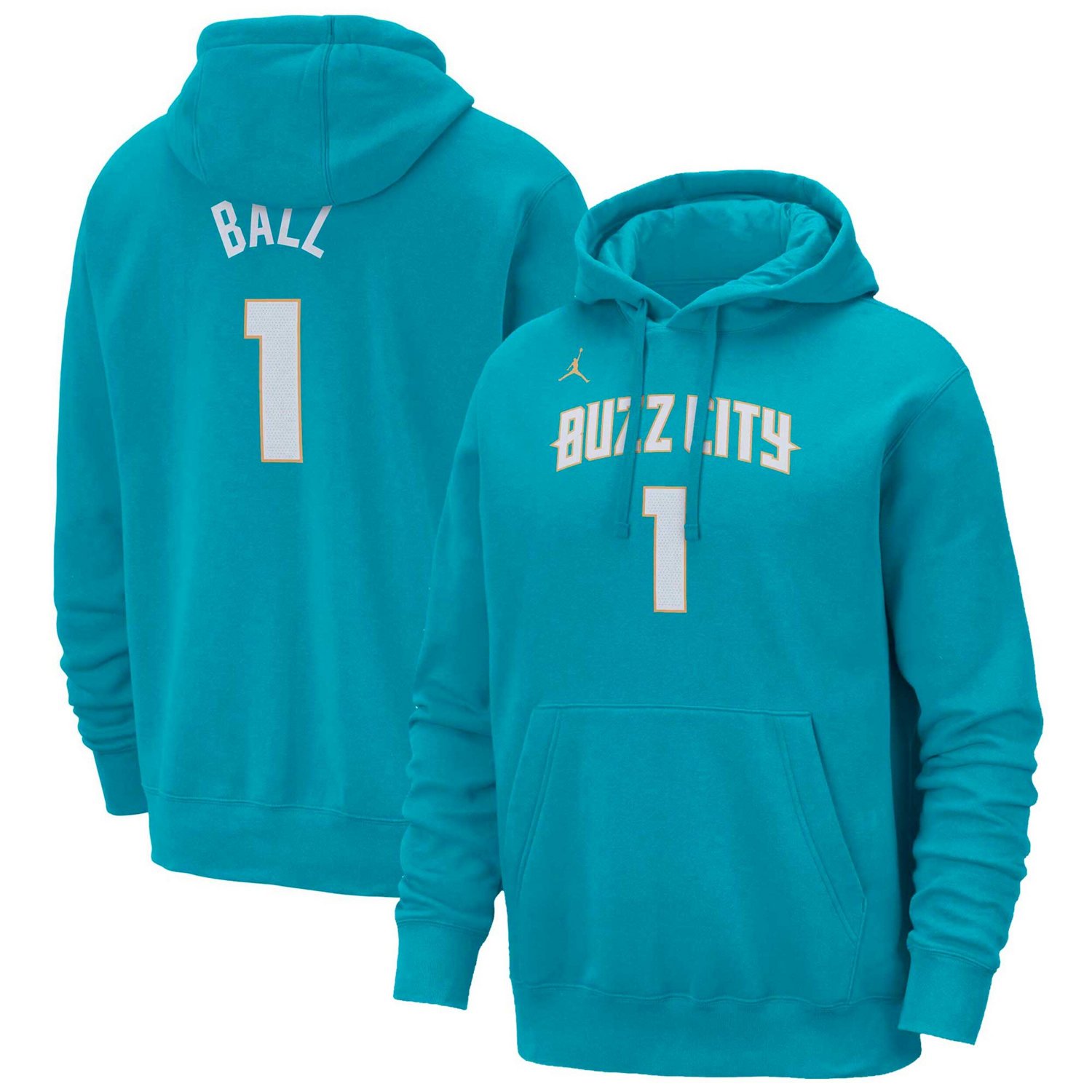 Jordan Brand Lamelo Ball Teal Charlotte Hornets 2023 24 City Edition Name Number Pullover Hoodie