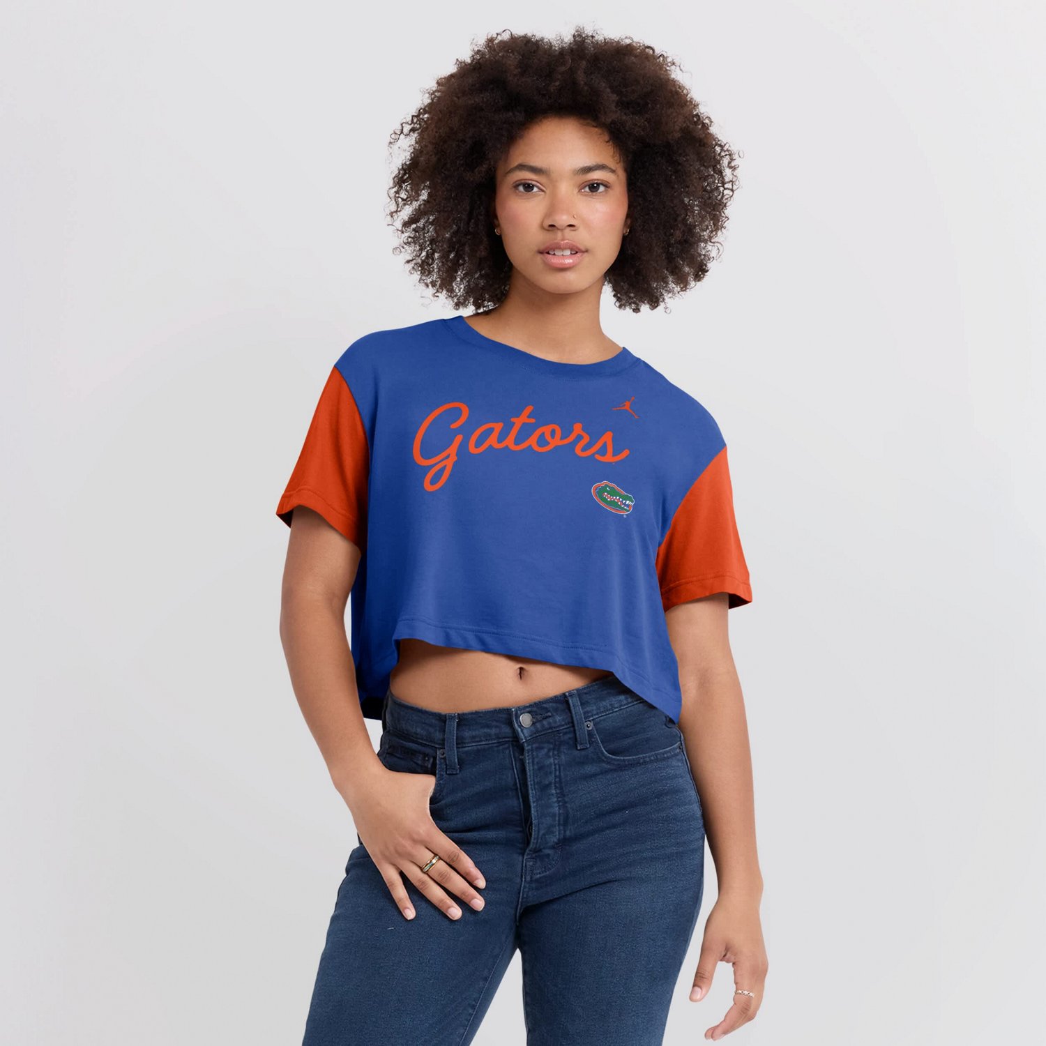 Jordan Brand Orange Florida Gators Color-Block Script Dri-FIT Cropped T-Shirt
