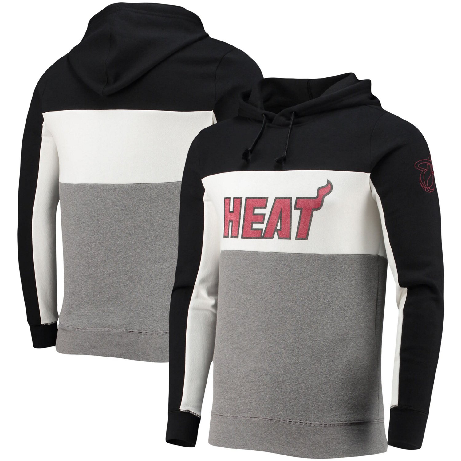 Junk Food /White Miami Heat Wordmark Colorblock Fleece Pullover Hoodie