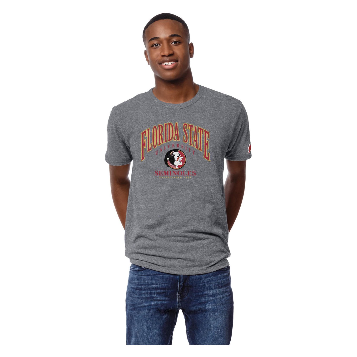 League Collegiate Wear Florida State Seminoles Tall Arch 20 Victory Falls Tri-Blend T-Shirt