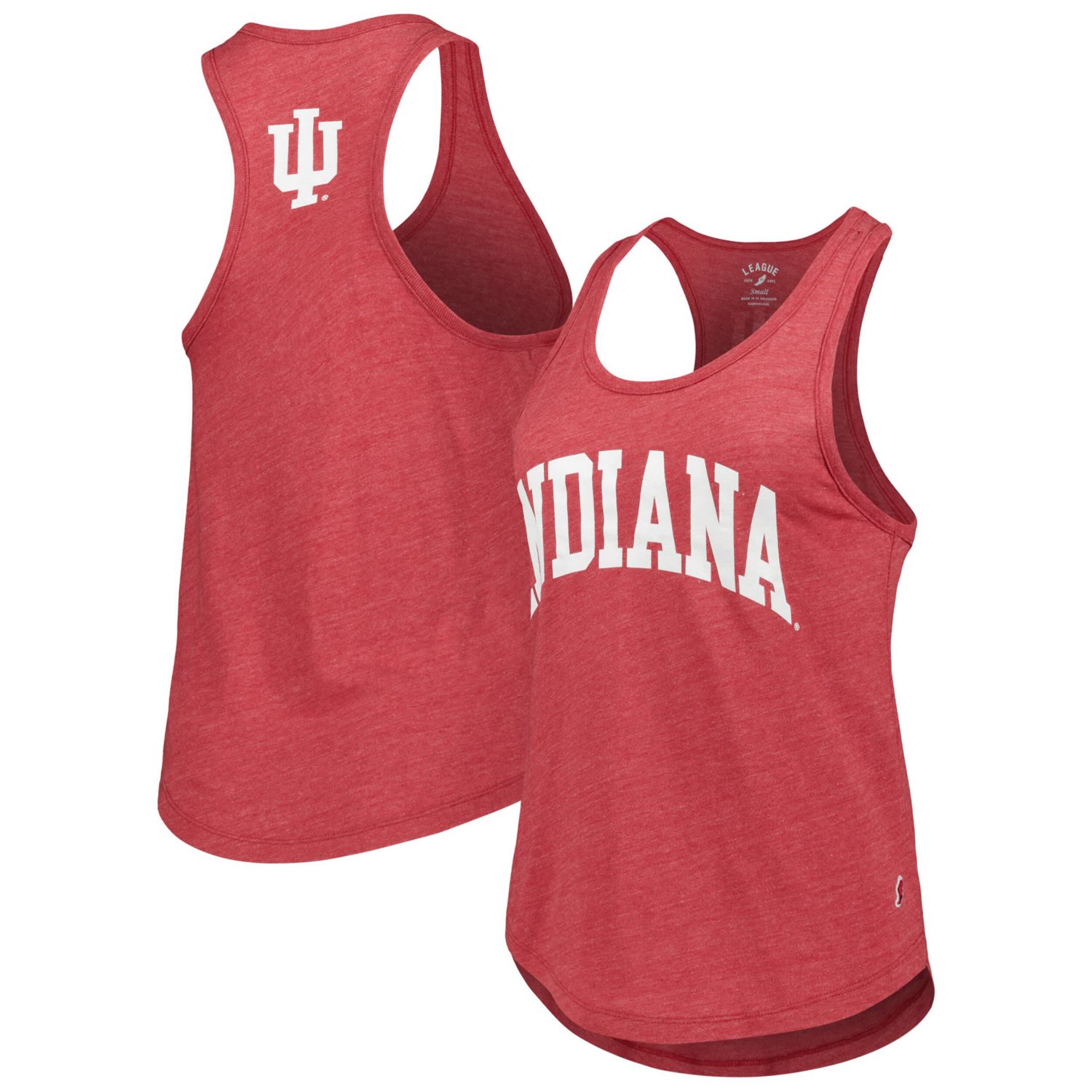 League Collegiate Wear Heather Indiana Hoosiers Two-Hit Intramural Tri-Blend Scoop Neck Racerback Tank Top - view number 1
